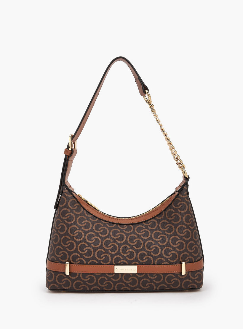 شنطة كتف بحزام سلسلة وطبعات مونوجرام من سيليست-women-bagsandwallets-handbags-image-1