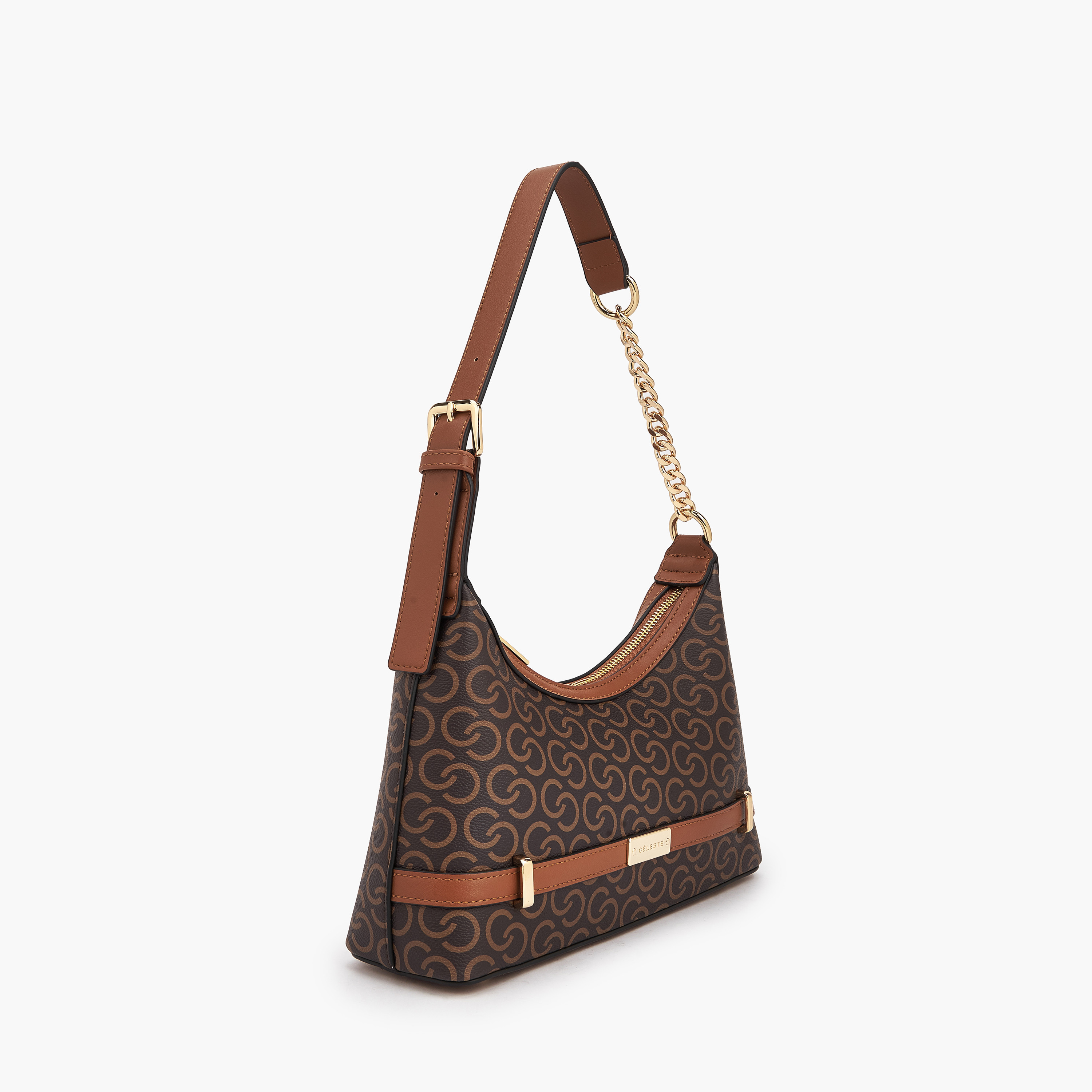 شنطة كتف بحزام سلسلة وطبعات مونوجرام من سيليست-women-bagsandwallets-handbags-image-3