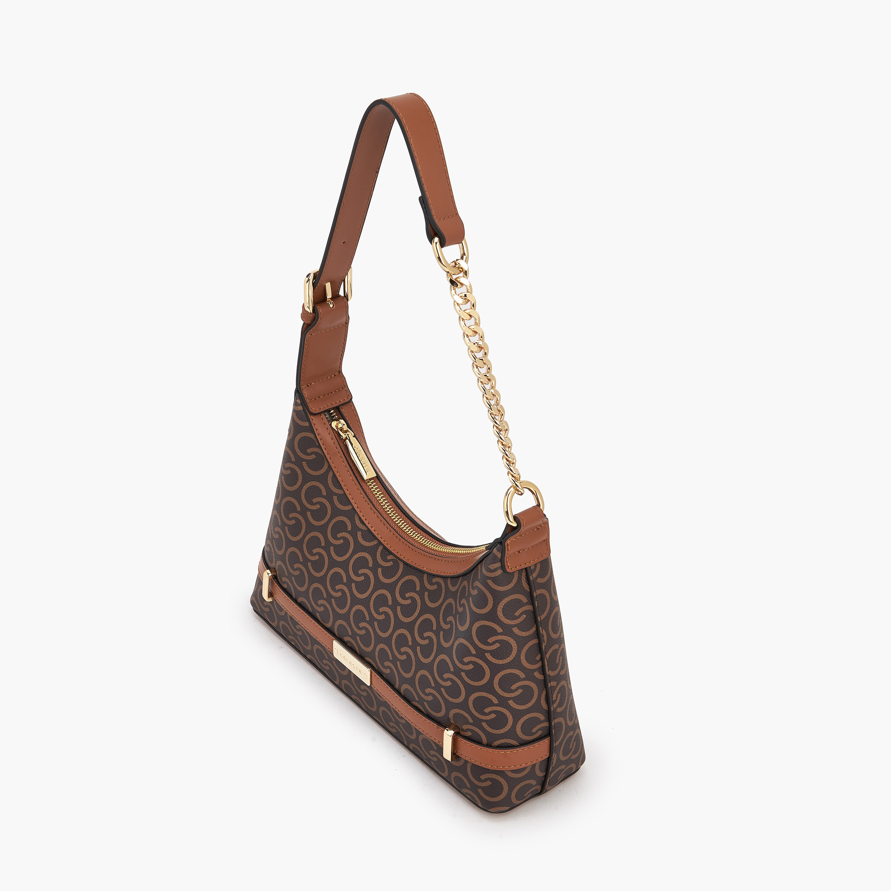 شنطة كتف بحزام سلسلة وطبعات مونوجرام من سيليست-women-bagsandwallets-handbags-image-6