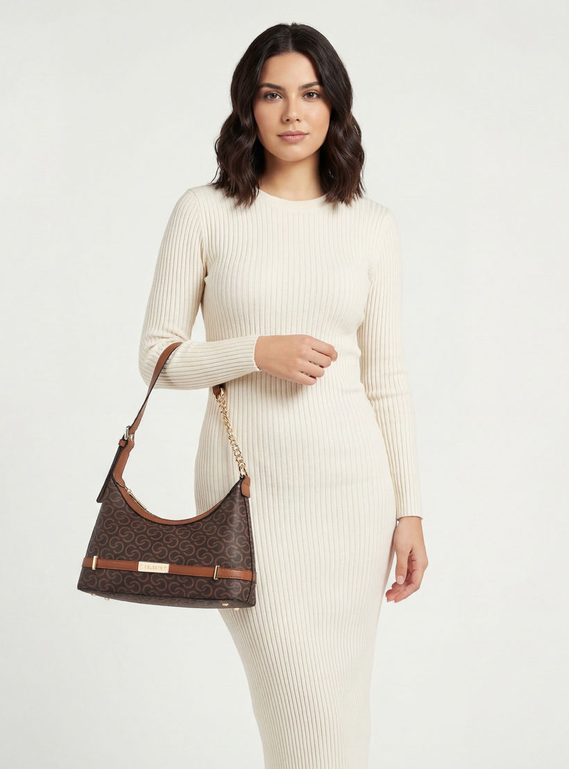 شنطة كتف بحزام سلسلة وطبعات مونوجرام من سيليست-women-bagsandwallets-handbags-image-2