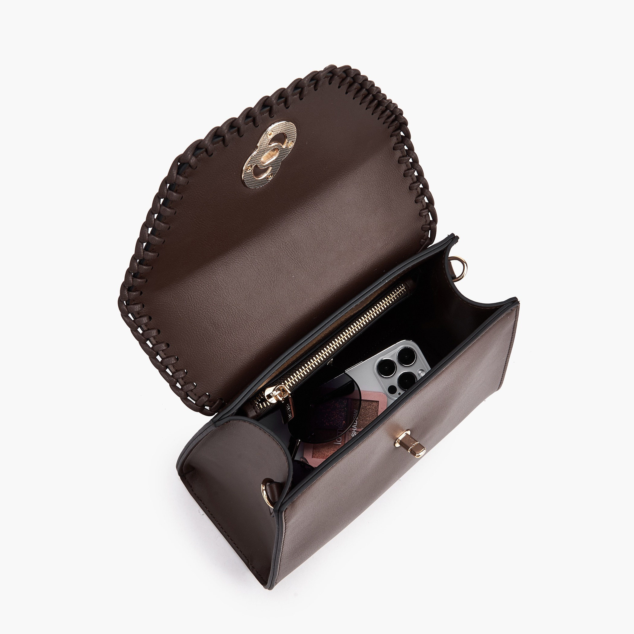 Celeste Stitch Design Satchel Bag with Twist Lock Closure-women-bagsandwallets-handbags-image-7