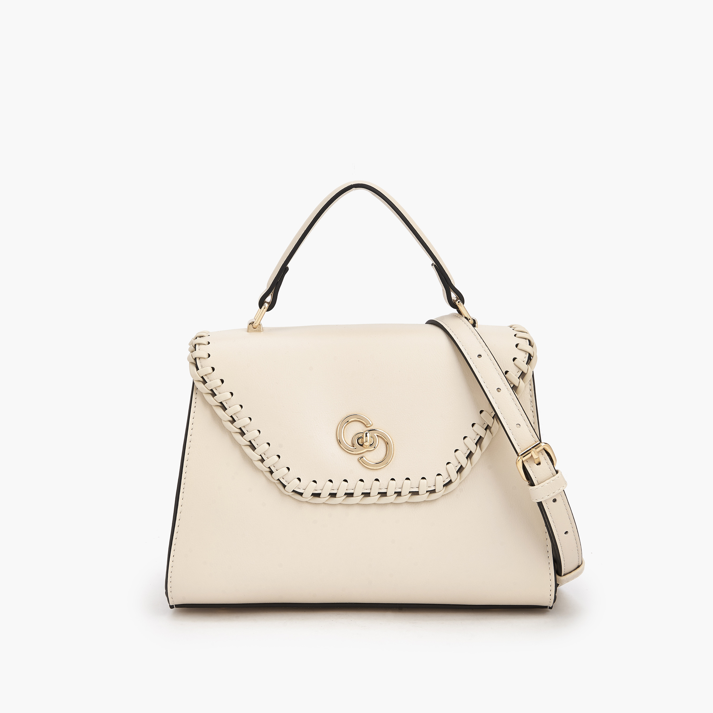 Celeste Stitch Design Satchel Bag with Twist Lock Closure-women-bagsandwallets-handbags-image-1