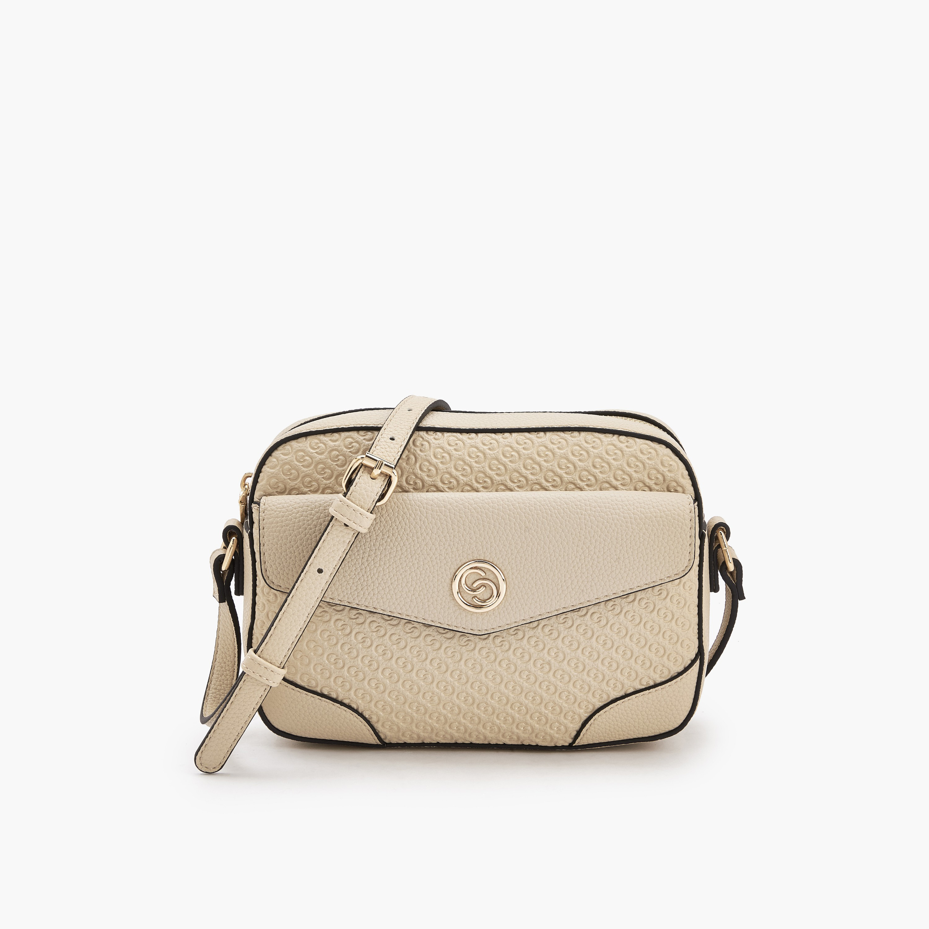 شنطة كروس بودي بنقوش مونوجرام وسحاب إغلاق من سيليست-women-bagsandwallets-handbags-image-1