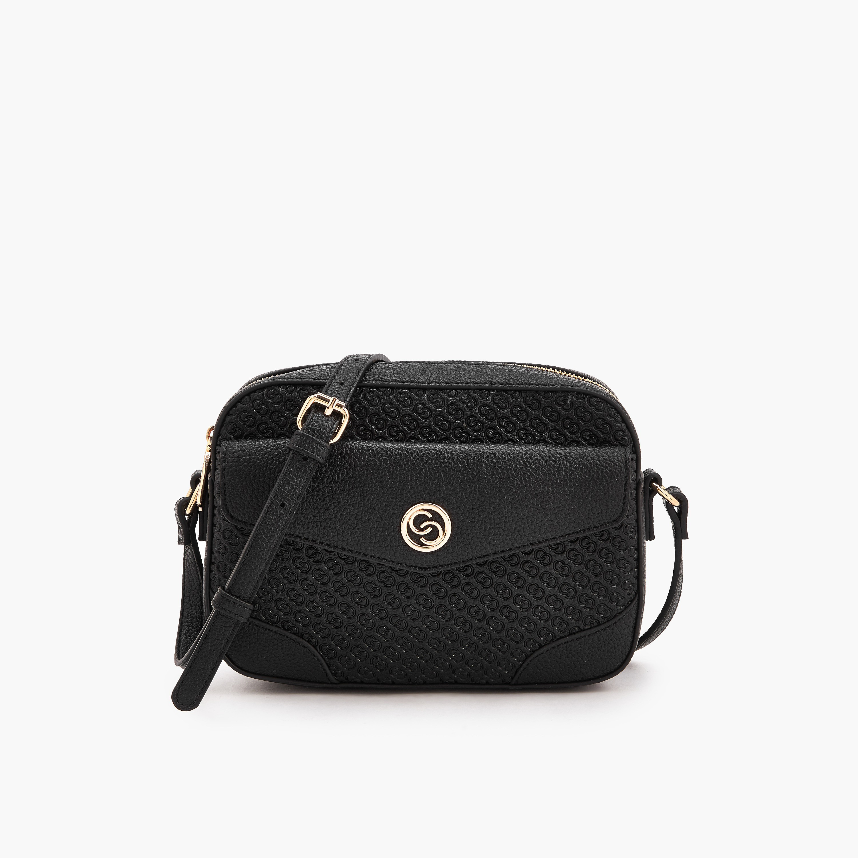 Celeste Monogram Embossed Crossbody Bag with Zip Closure-women-bagsandwallets-handbags-image-1