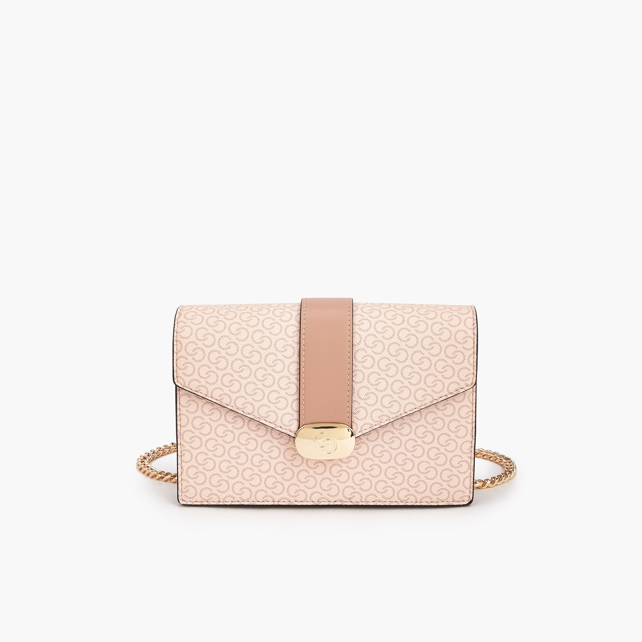 شنطة كروس بودي بحزام سلسلة وطبعات مونوجرام من سيليست-women-bagsandwallets-handbags-image-1