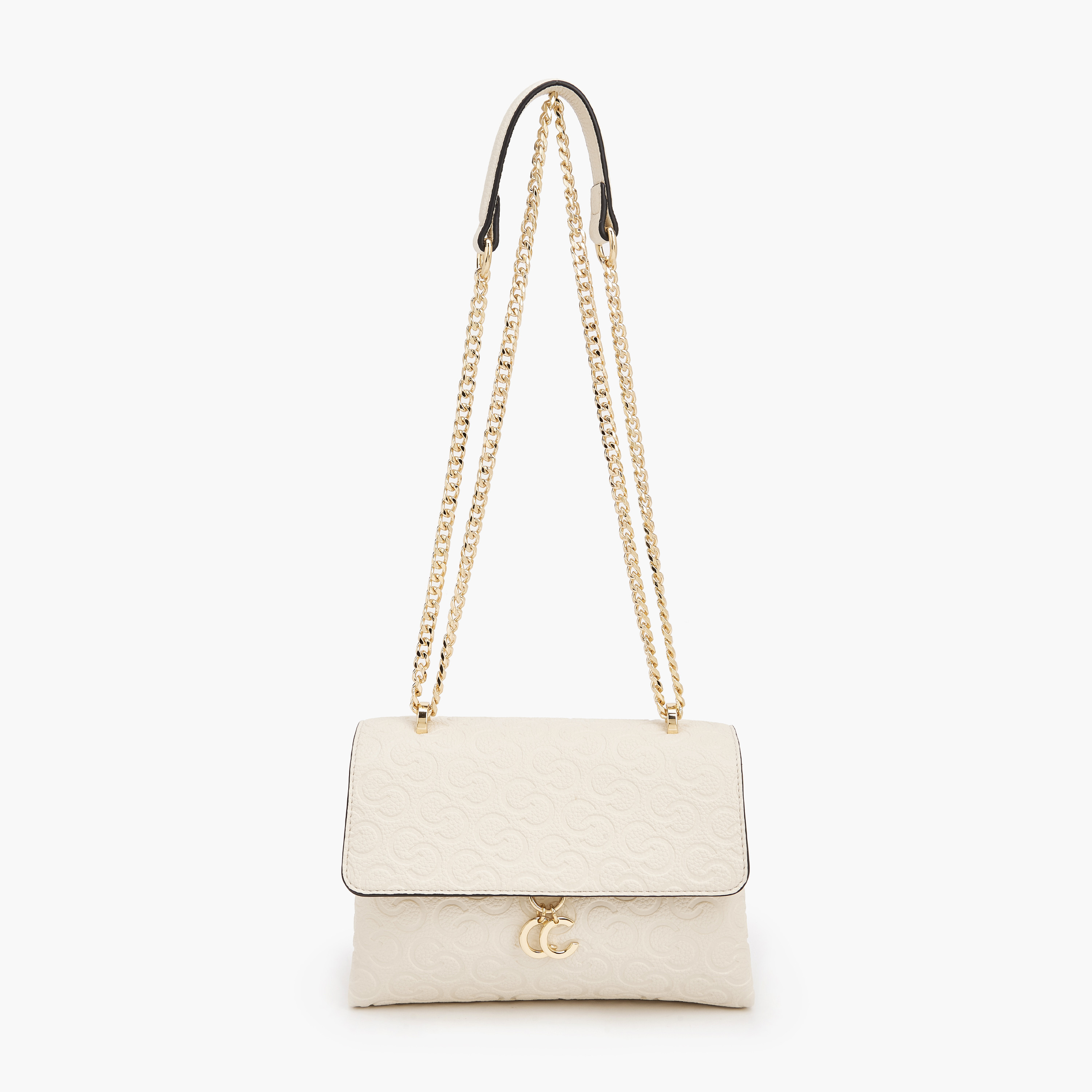 شنطة كروسبودي بحزام سلسلة ونقوش مونوجرام من سيليست-women-bagsandwallets-handbags-image-1