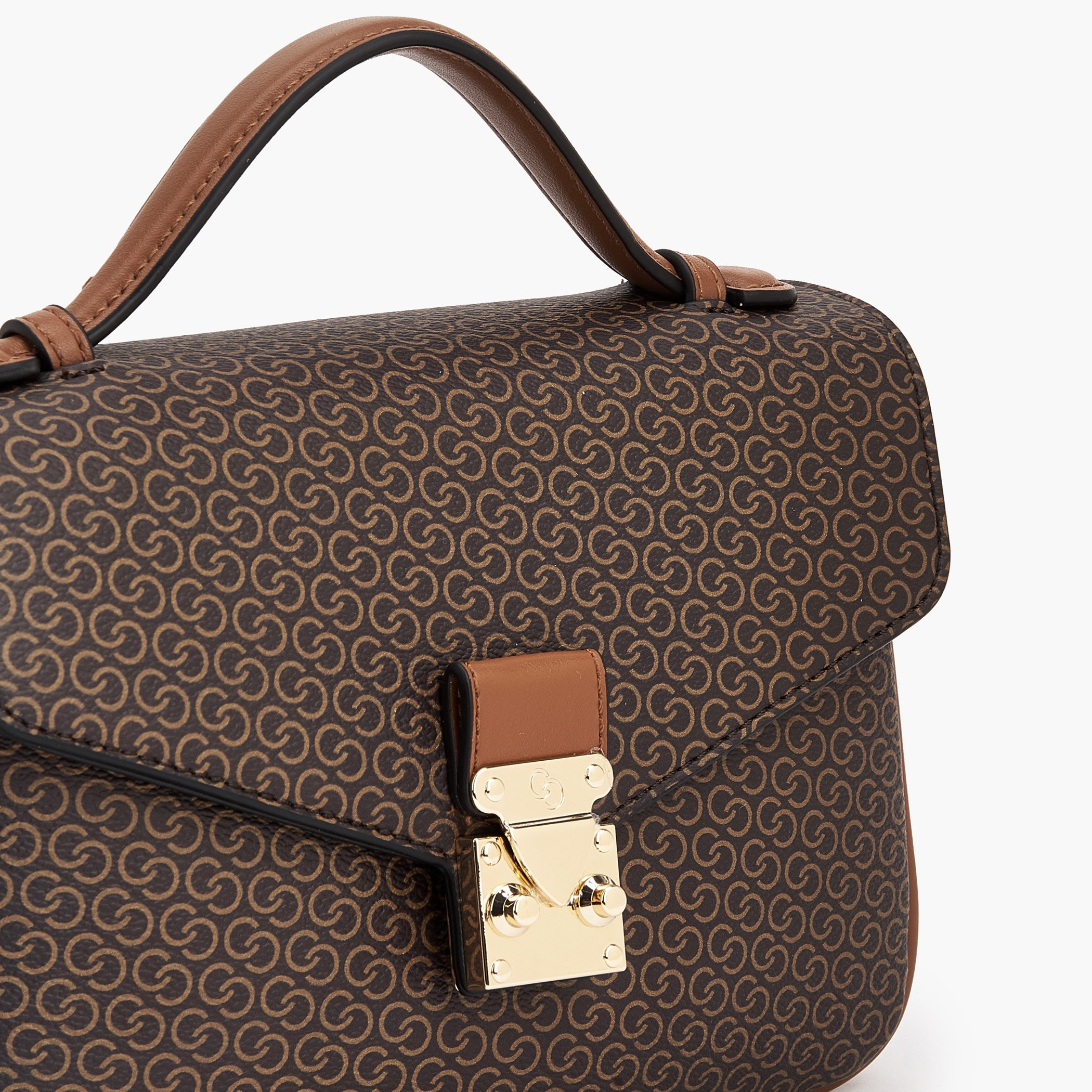 Celeste Monogram Print Satchel Bag with Button Closure-women-bagsandwallets-handbags-image-4