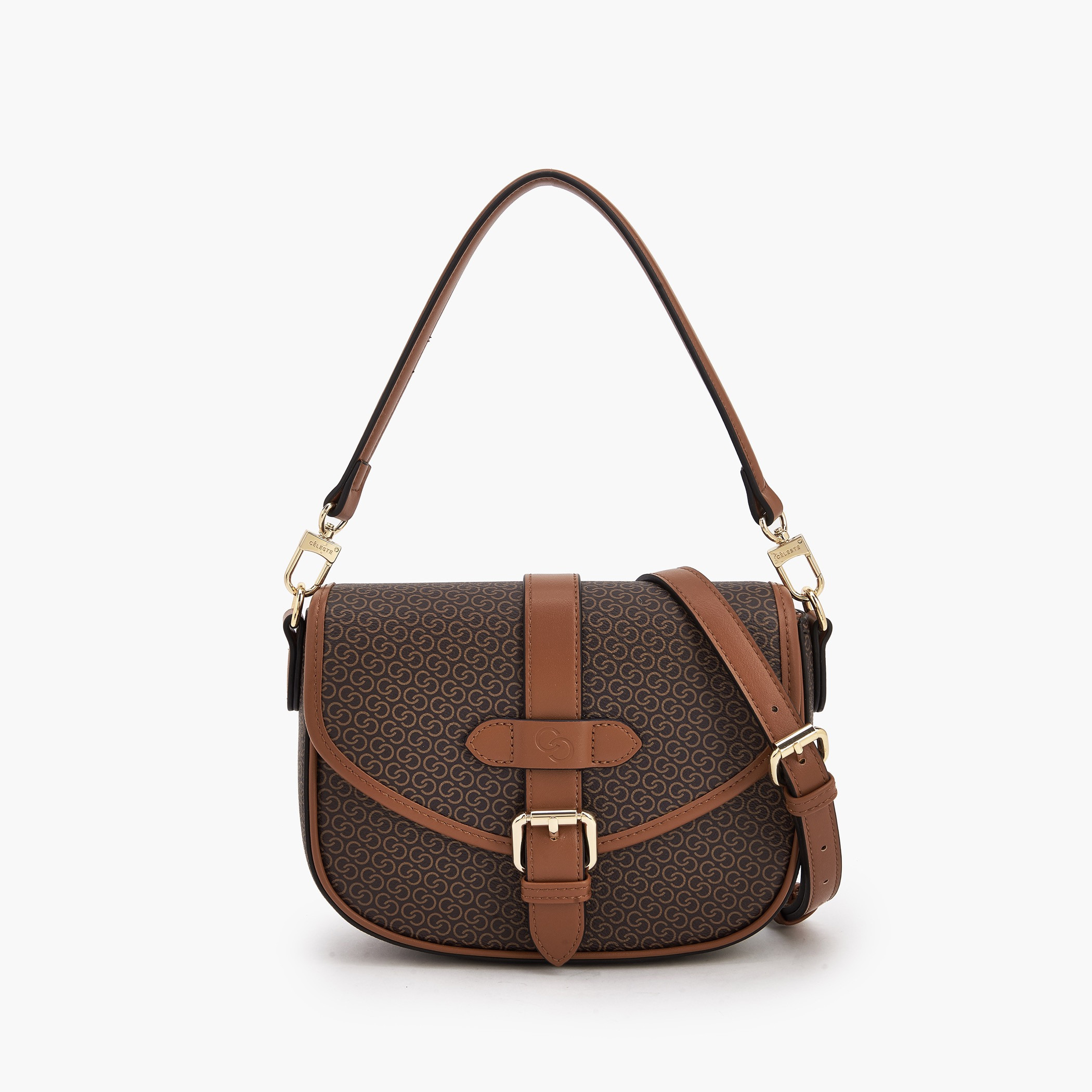 Celeste Monogram Print Crossbody Bag with Button Closure-women-bagsandwallets-handbags-image-1