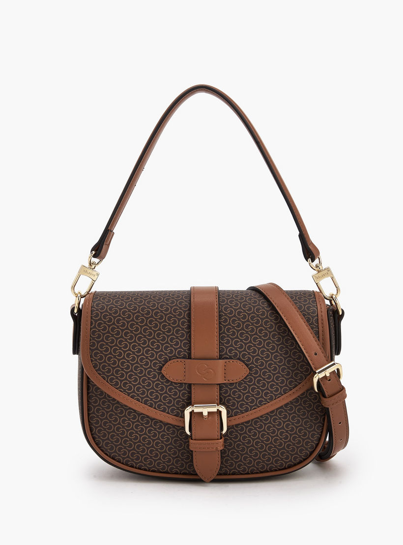 Celeste Monogram Print Crossbody Bag with Button Closure-women-bagsandwallets-handbags-image-1
