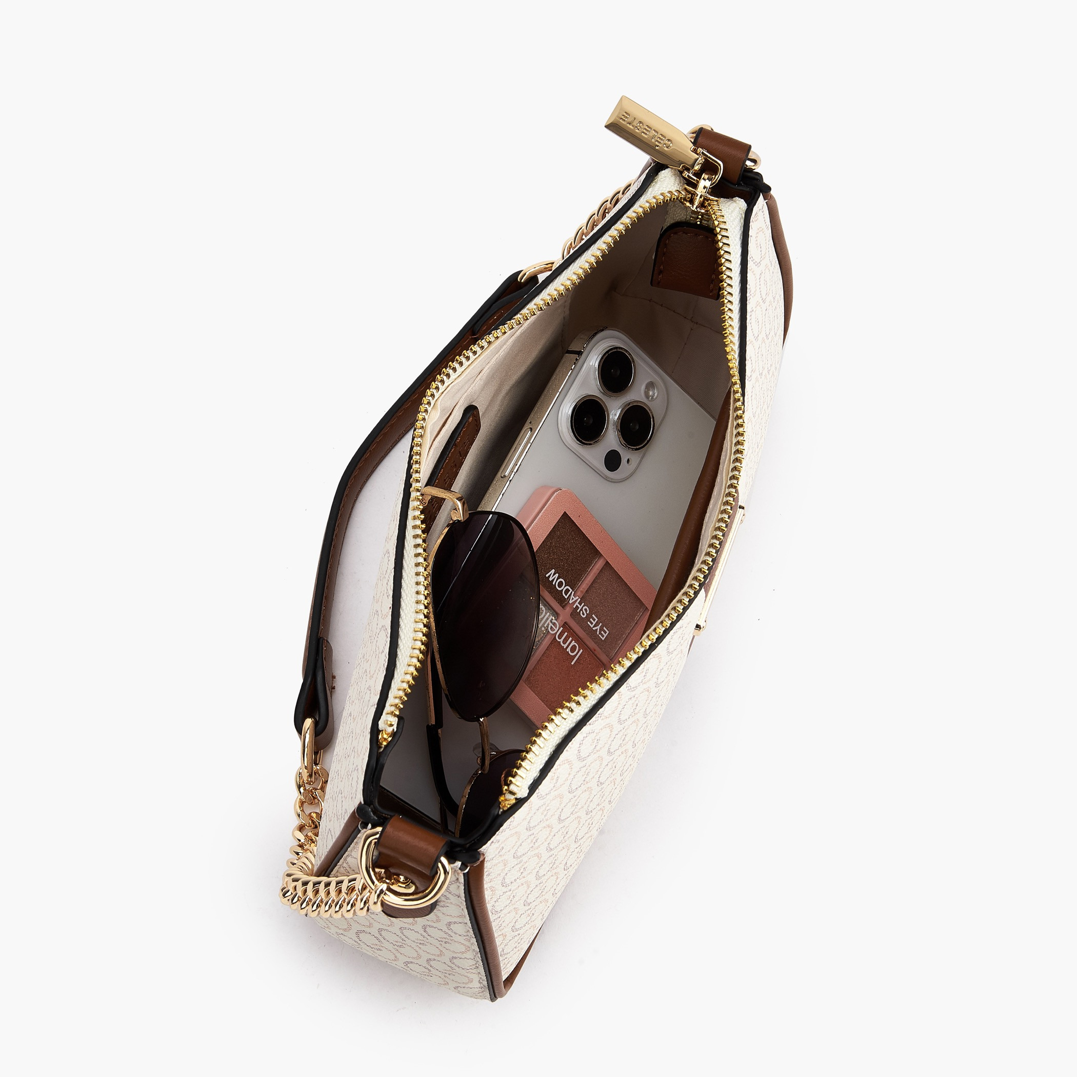 Celeste Monogram Print Shoulder Bag with Zip Closure-women-bagsandwallets-handbags-image-8