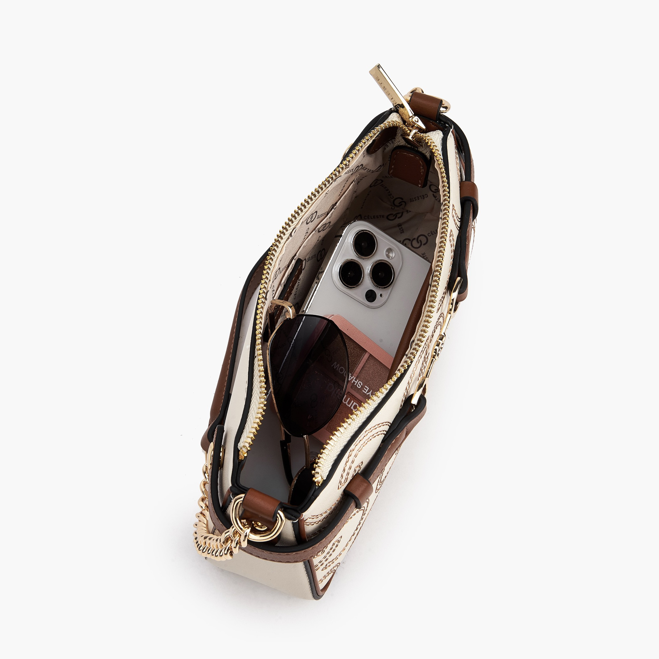 شنطة كتف بسحاب إغلاق وتطريز مونوجرام من سيليست-women-bagsandwallets-handbags-image-16