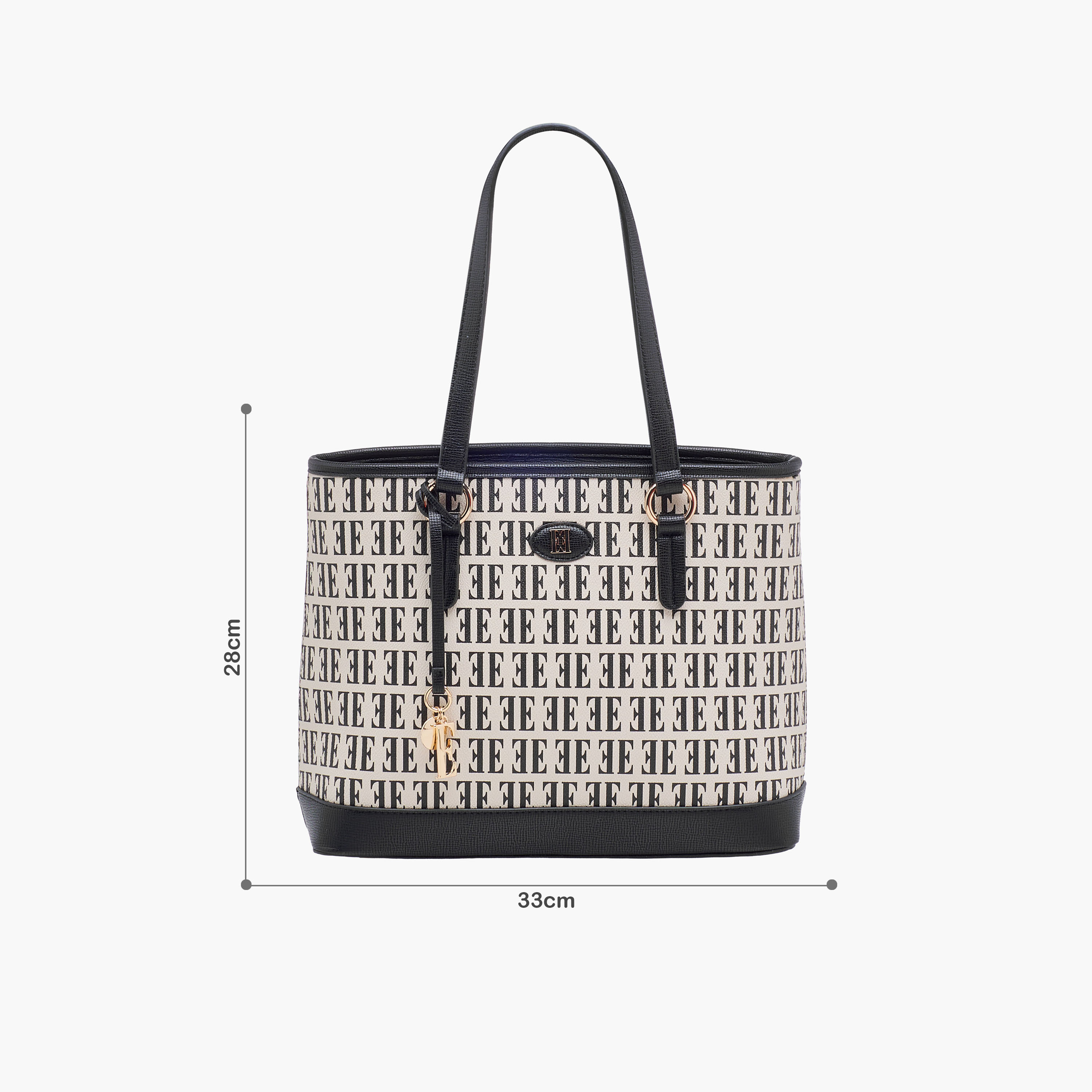 Elle Monogram Print Tote Bag with Double Handles-women-bagsandwallets-handbags-image-2