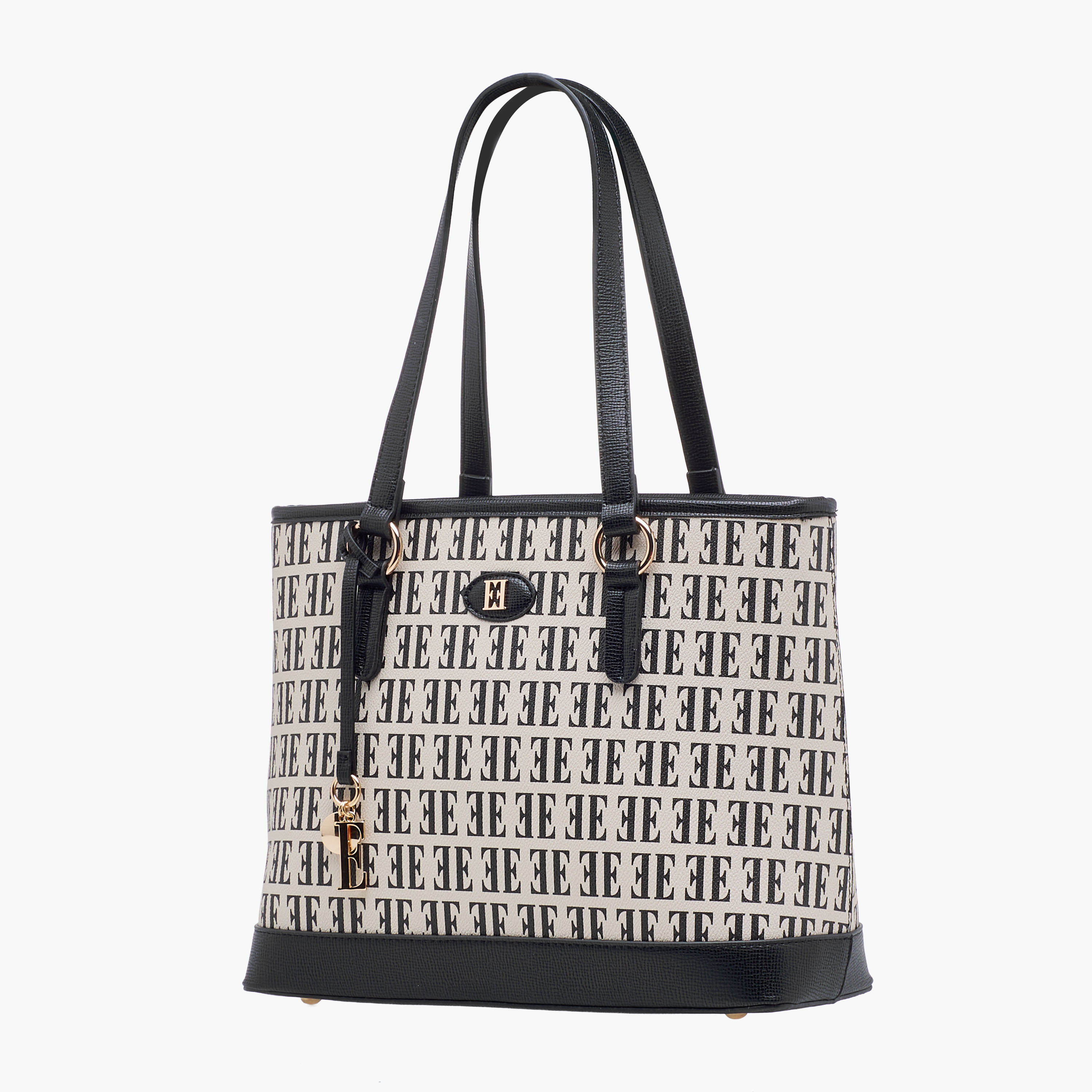 Elle Monogram Print Tote Bag with Double Handles-women-bagsandwallets-handbags-image-3
