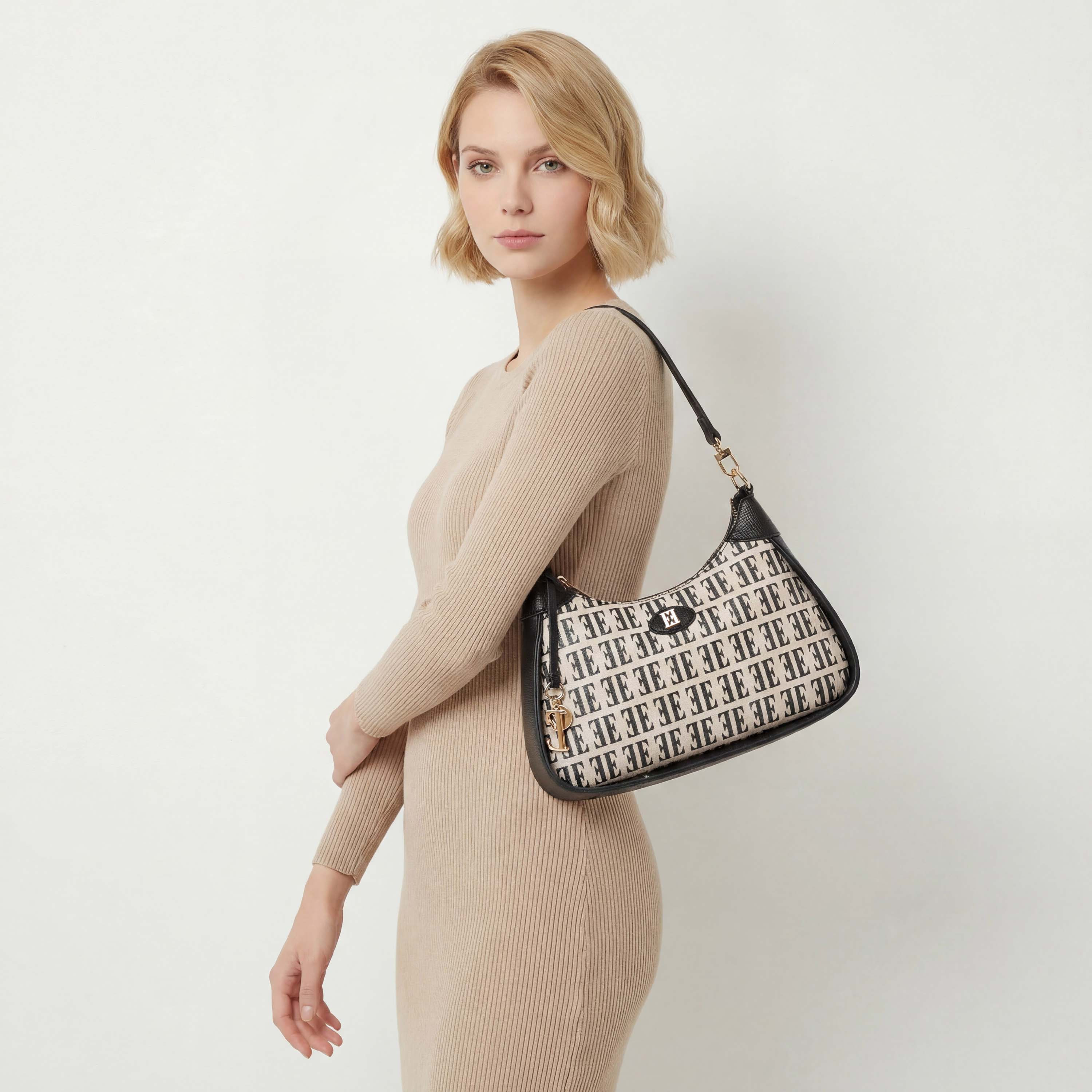 شنطة كتف بحزام قابل للفصل وطبعات مونوجرام من إيل-women-bagsandwallets-handbags-image-3