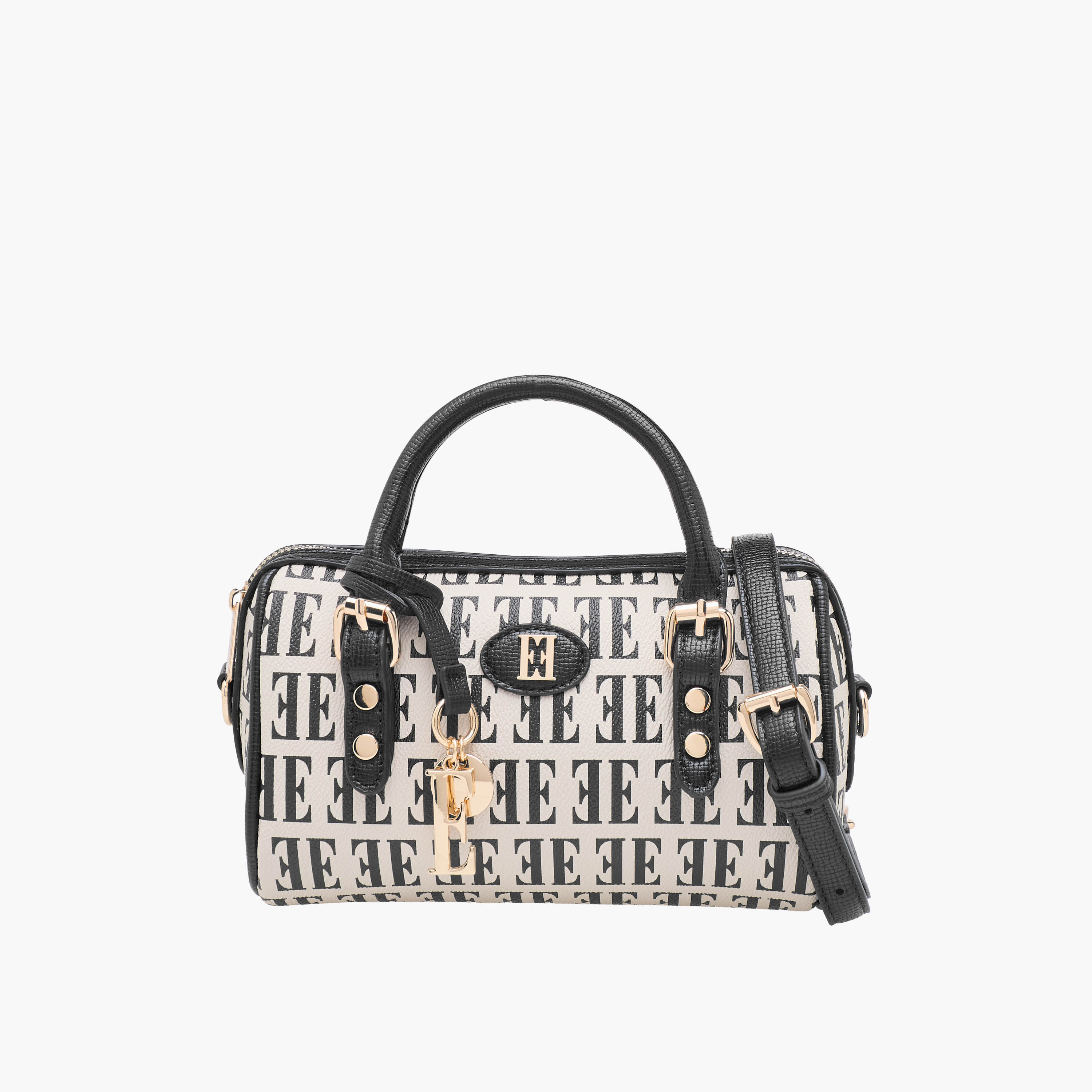 Elle Monogram Print Satchel Bag with Detachable Strap-women-bagsandwallets-handbags-image-1