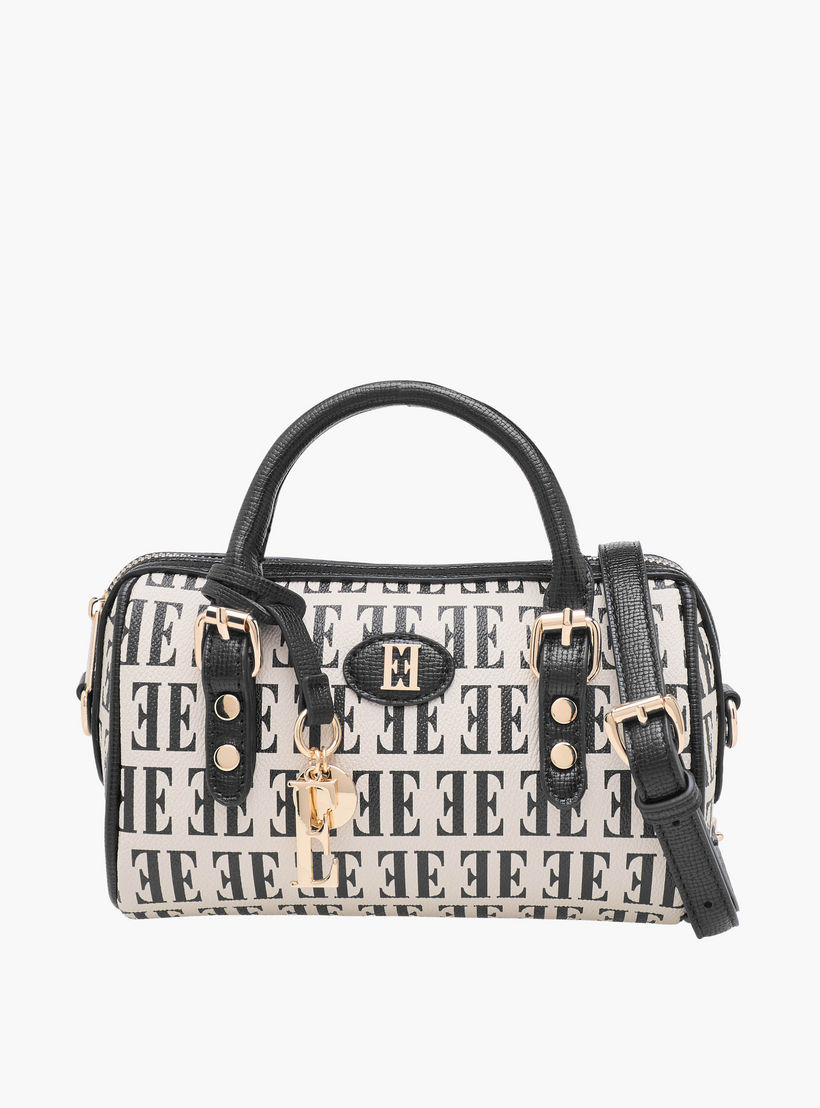 Elle Monogram Print Satchel Bag with Detachable Strap-women-bagsandwallets-handbags-image-1