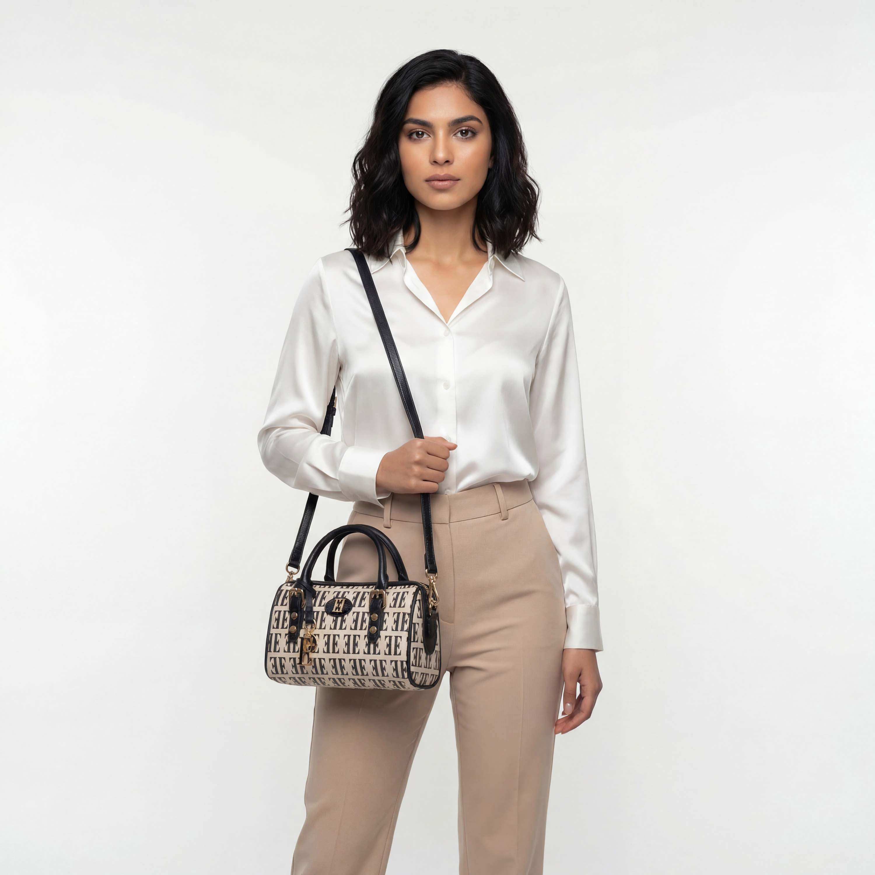 Elle Monogram Print Satchel Bag with Detachable Strap-women-bagsandwallets-handbags-image-3