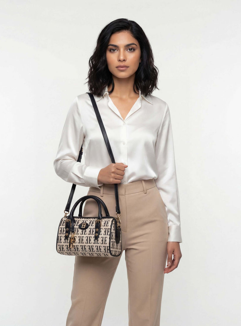 Elle Monogram Print Satchel Bag with Detachable Strap-women-bagsandwallets-handbags-image-3