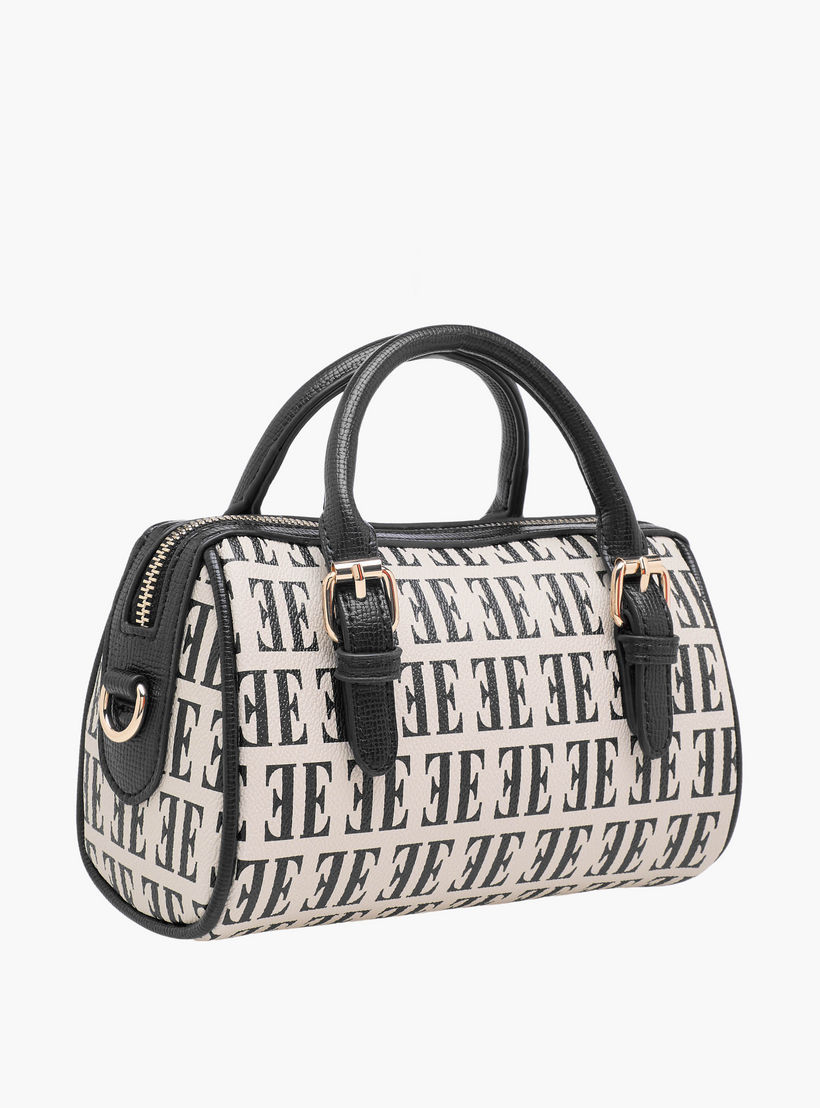 Elle Monogram Print Satchel Bag with Detachable Strap-women-bagsandwallets-handbags-image-5