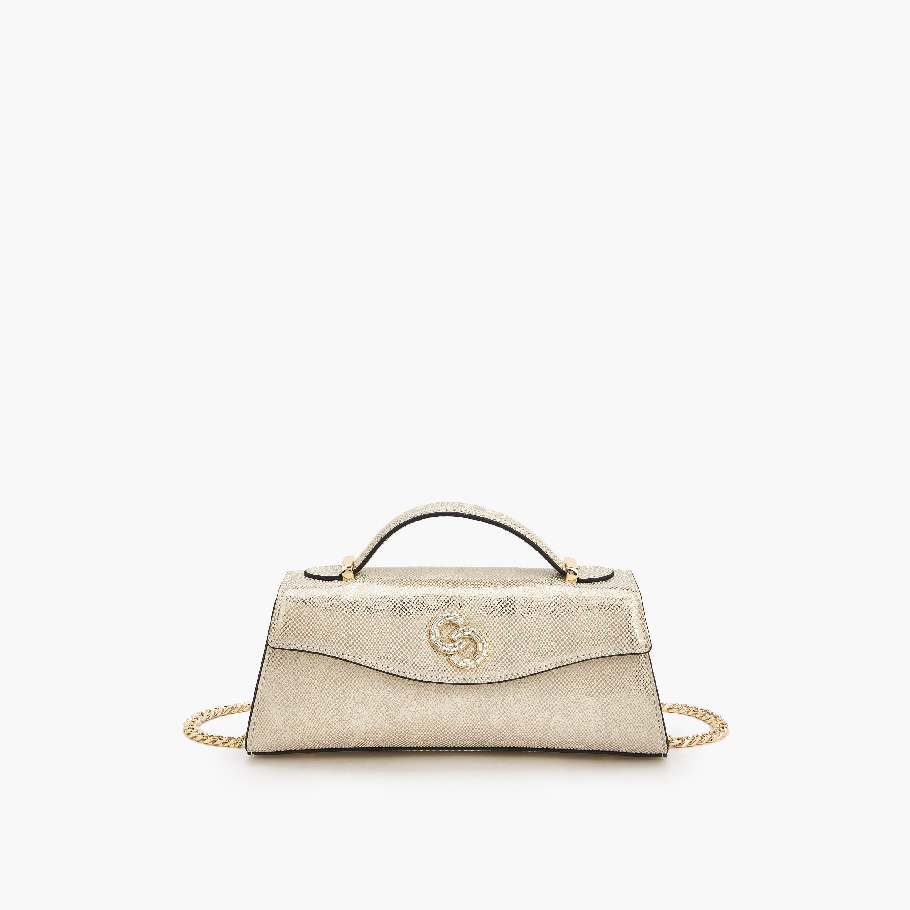 Celeste Metallic Textured Clutch with Chain Strap-women-bagsandwallets-handbags-image-1