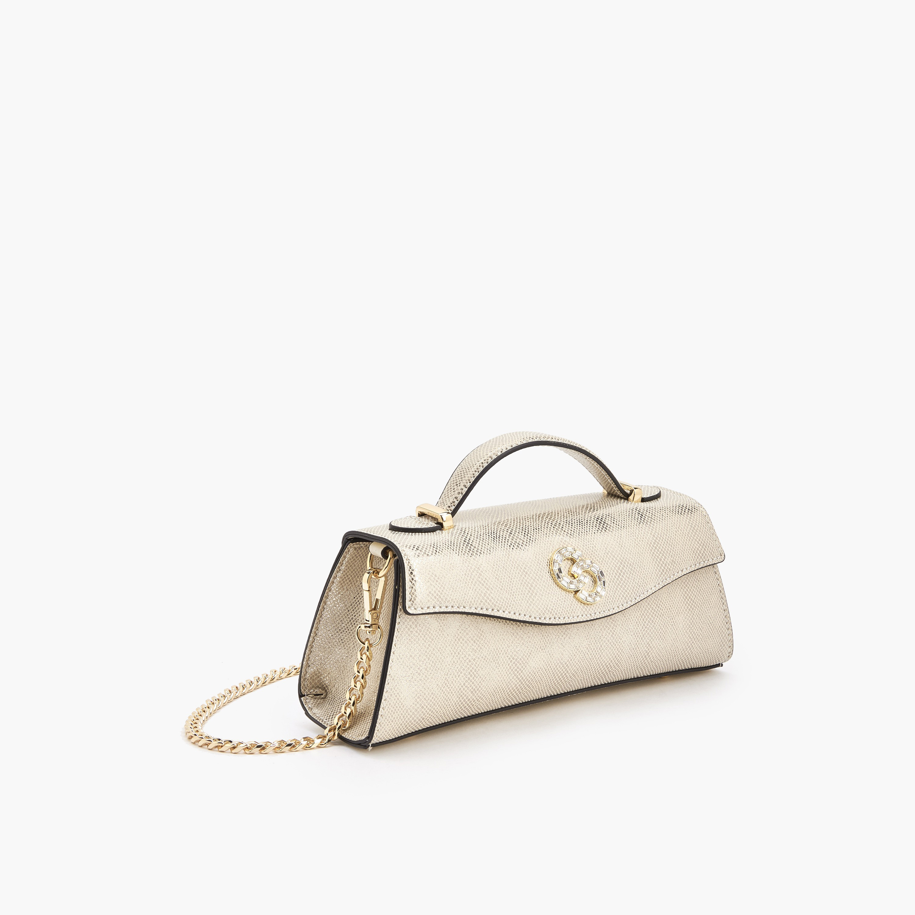 Celeste Metallic Textured Clutch with Chain Strap-women-bagsandwallets-handbags-image-3