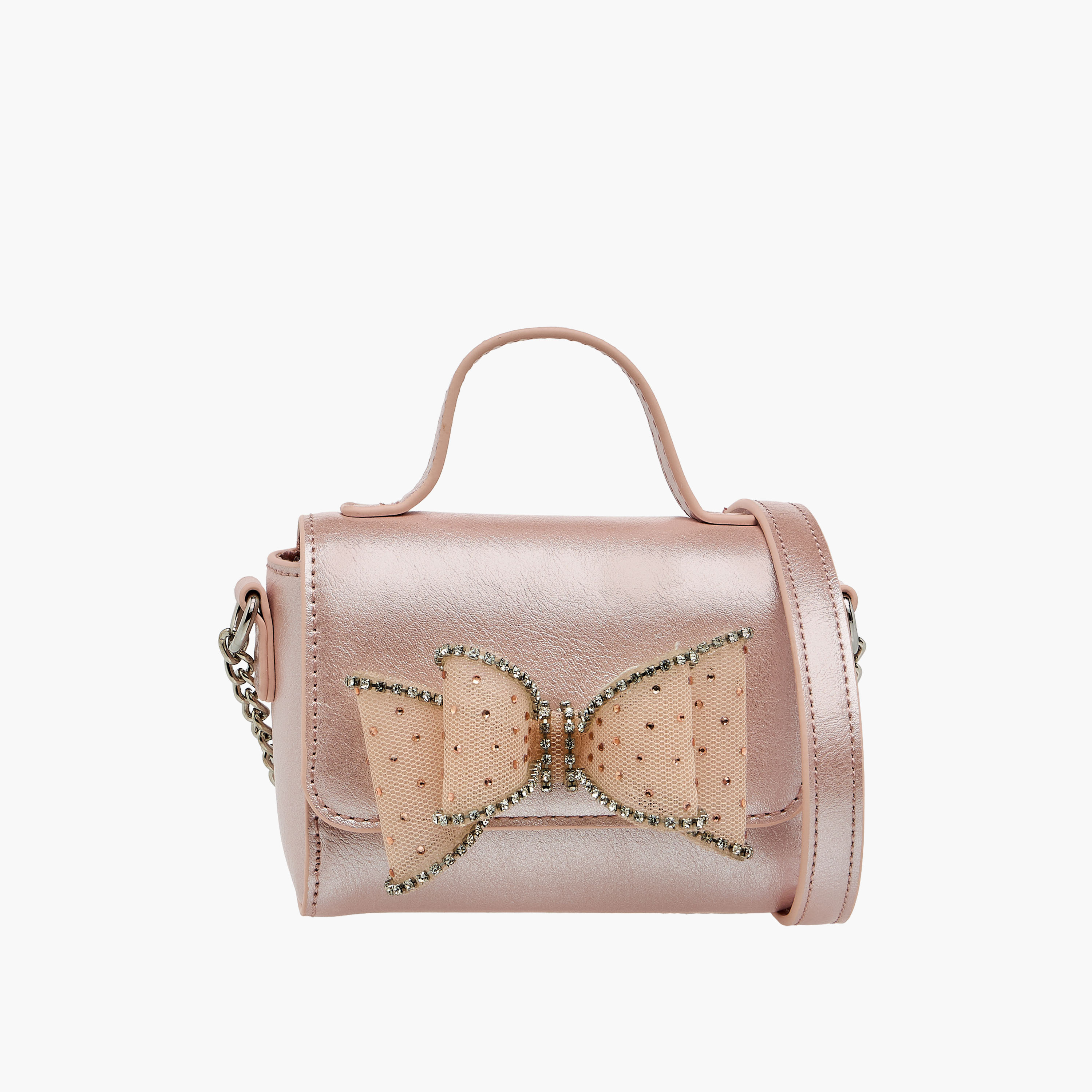 Celeste Bow Embellished Crossbody Bag with Chain Strap-girls-accessories-bags-image-1