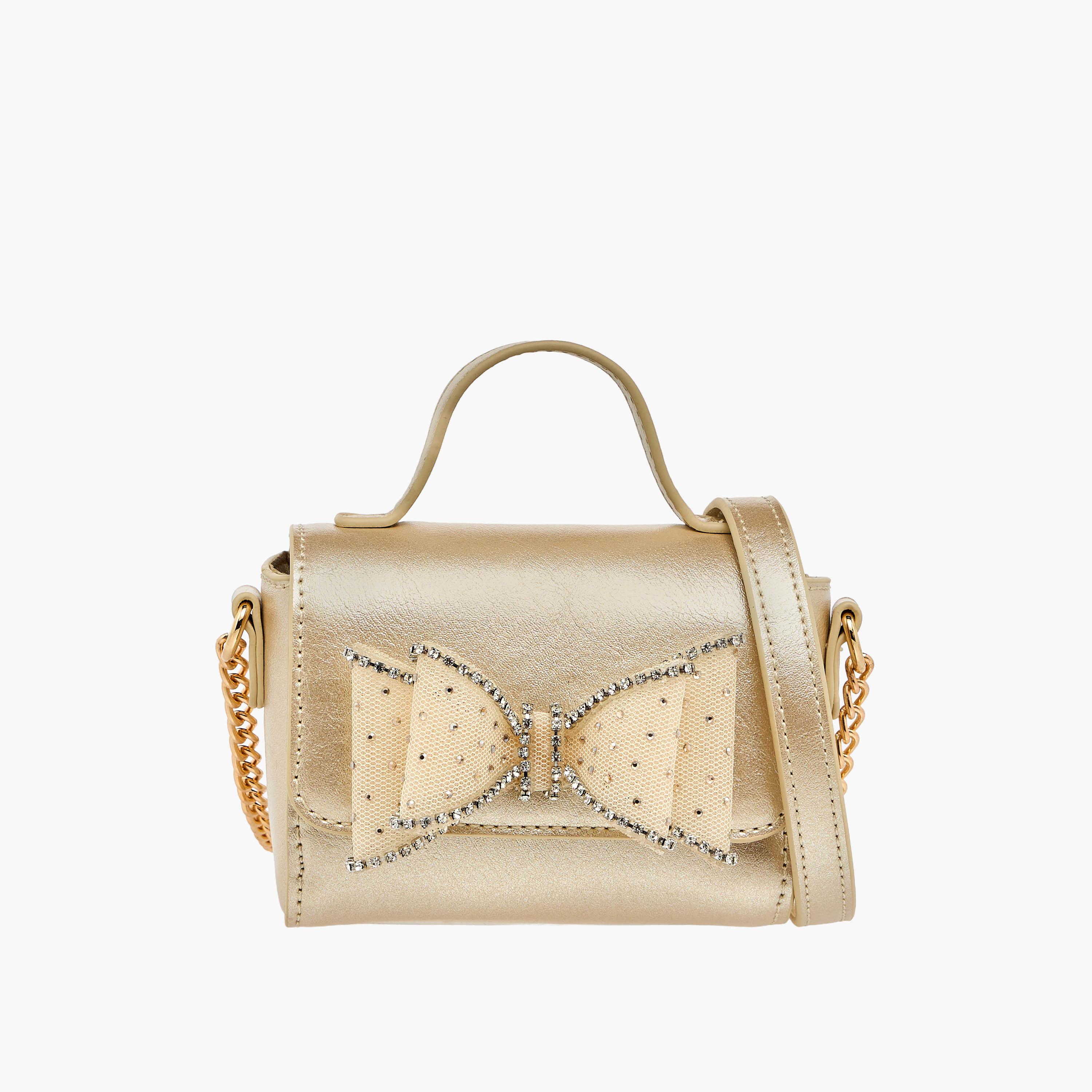 Celeste Bow Embellished Crossbody Bag with Chain Strap-girls-accessories-bags-image-1