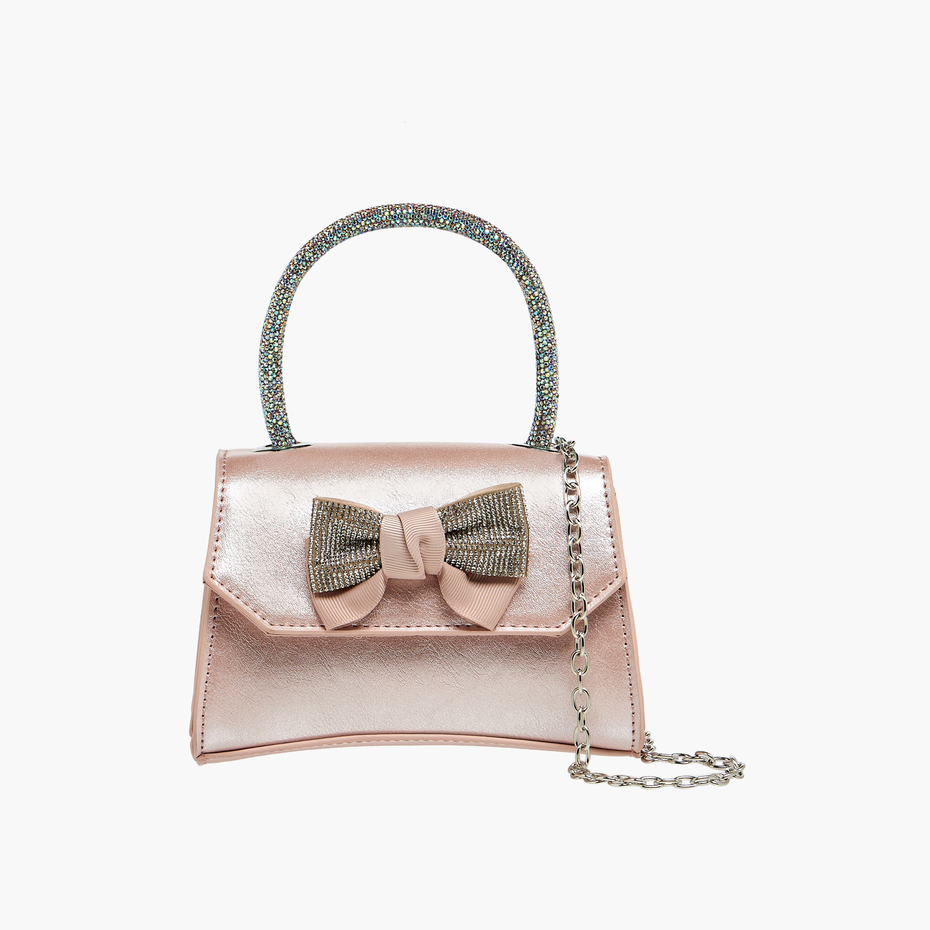Celeste Bow Embellished Crossbody Bag with Chain Strap-girls-accessories-bags-image-1