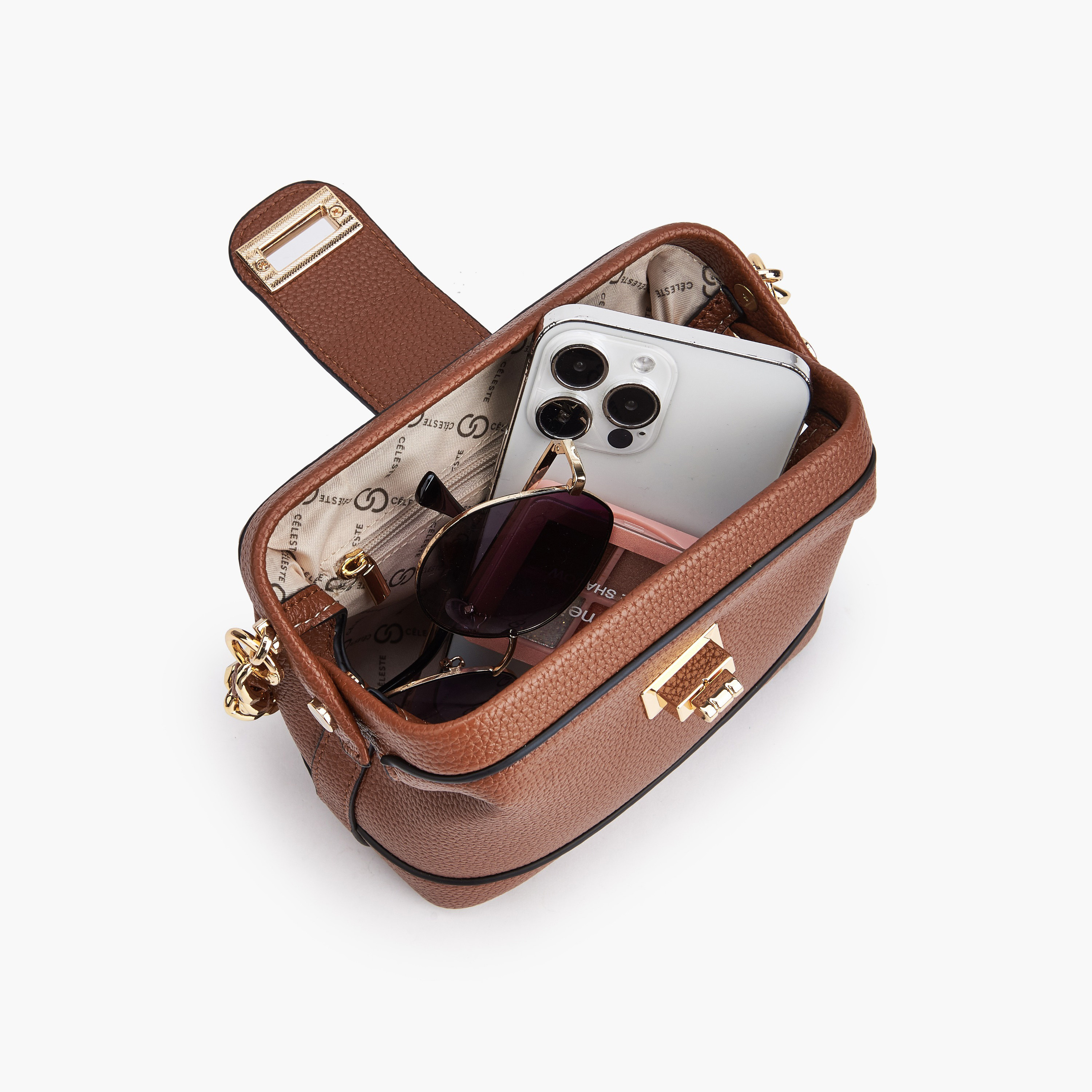 Celeste Textured Crossbody Bag with Twist Lock Closure-women-bagsandwallets-handbags-image-8