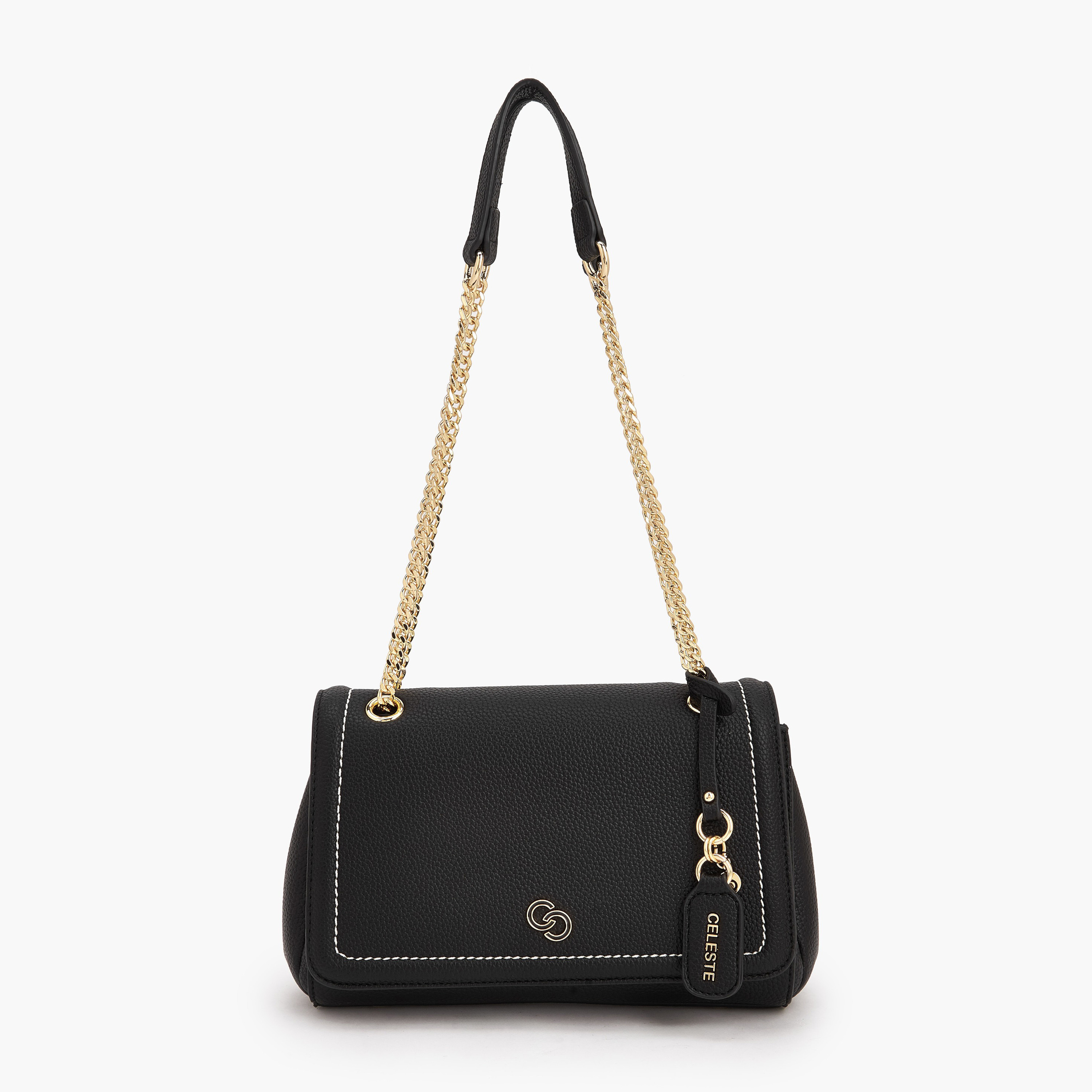 Celeste Contrast Stitch Design Crossbody Bag with Chain Strap-women-bagsandwallets-handbags-image-1