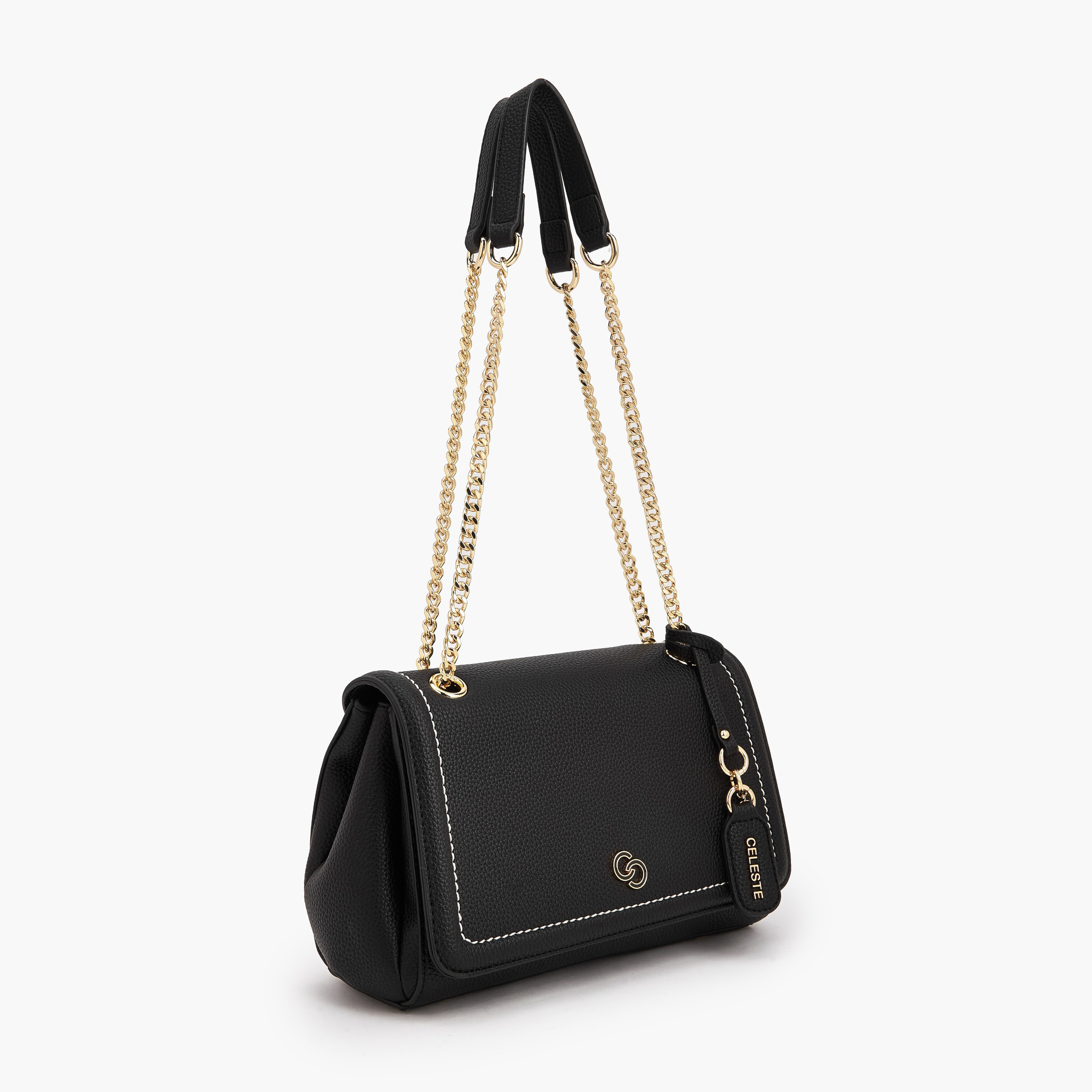 Celeste Contrast Stitch Design Crossbody Bag with Chain Strap-women-bagsandwallets-handbags-image-4