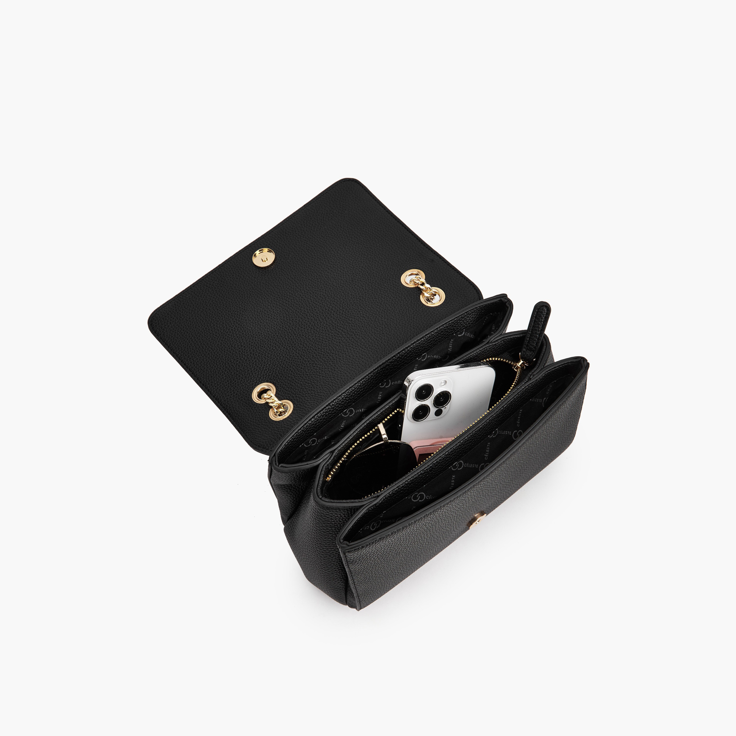 Celeste Contrast Stitch Design Crossbody Bag with Chain Strap-women-bagsandwallets-handbags-image-8