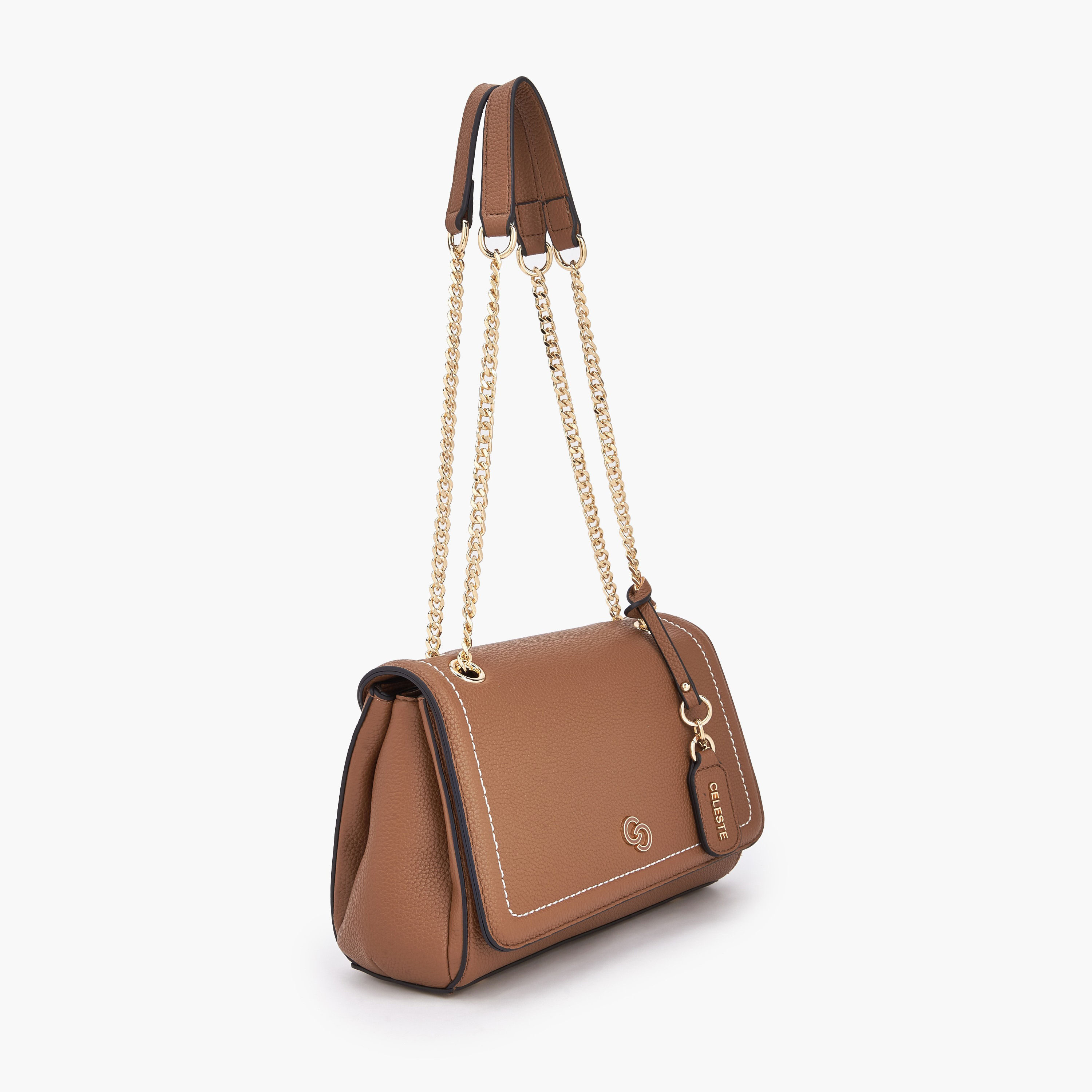 شنطة كروس بودي بتصميم خياطة متباينة وحزام سلسلة من سيليست-women-bagsandwallets-handbags-image-4