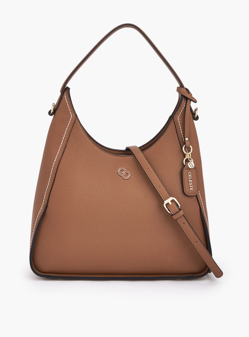 Celeste Textured Shoulder Bag with Zip Closure-women-bagsandwallets-handbags-image-1