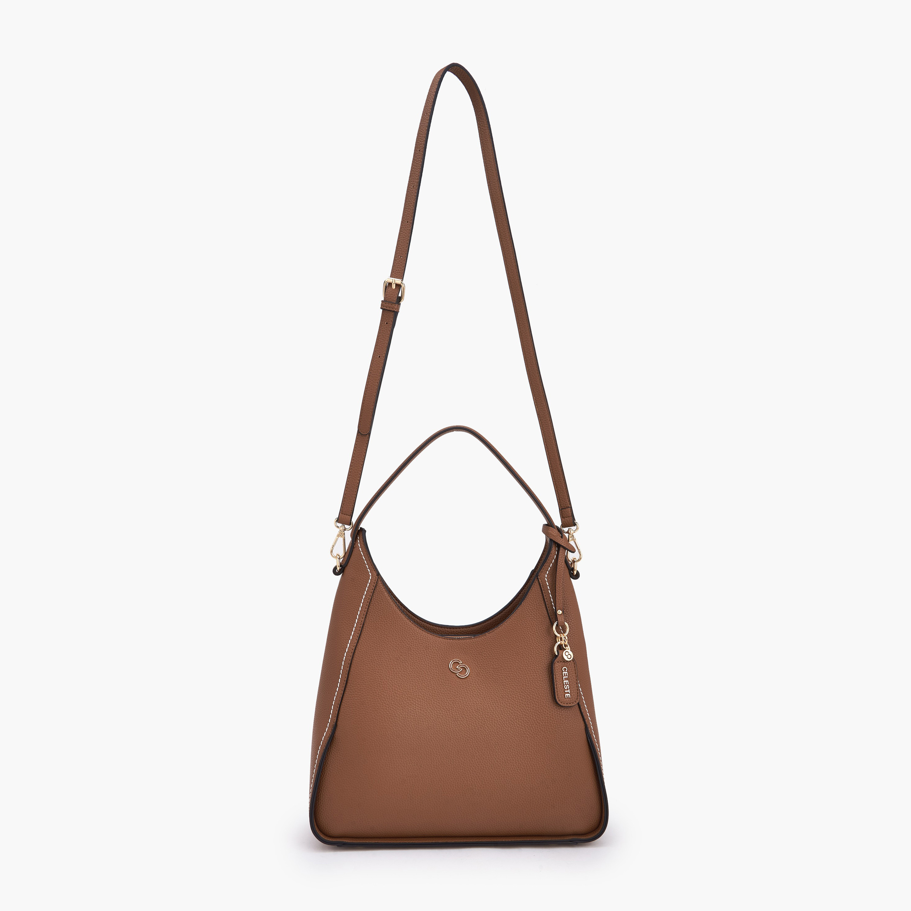 Celeste Textured Shoulder Bag with Zip Closure-women-bagsandwallets-handbags-image-3