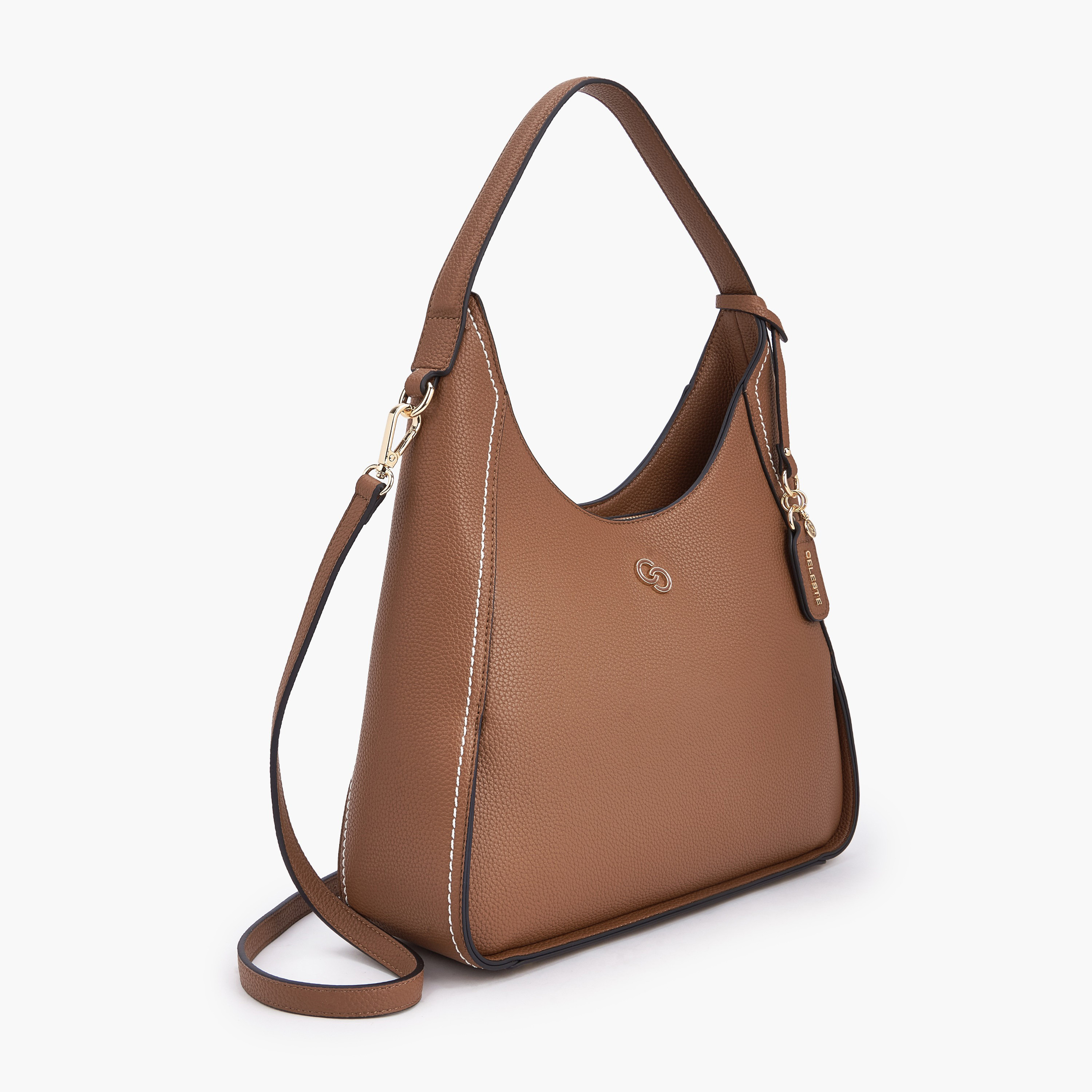Celeste Textured Shoulder Bag with Zip Closure-women-bagsandwallets-handbags-image-4