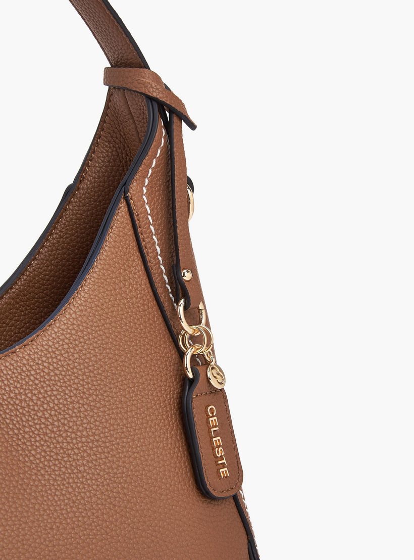 Celeste Textured Shoulder Bag with Zip Closure-women-bagsandwallets-handbags-image-5