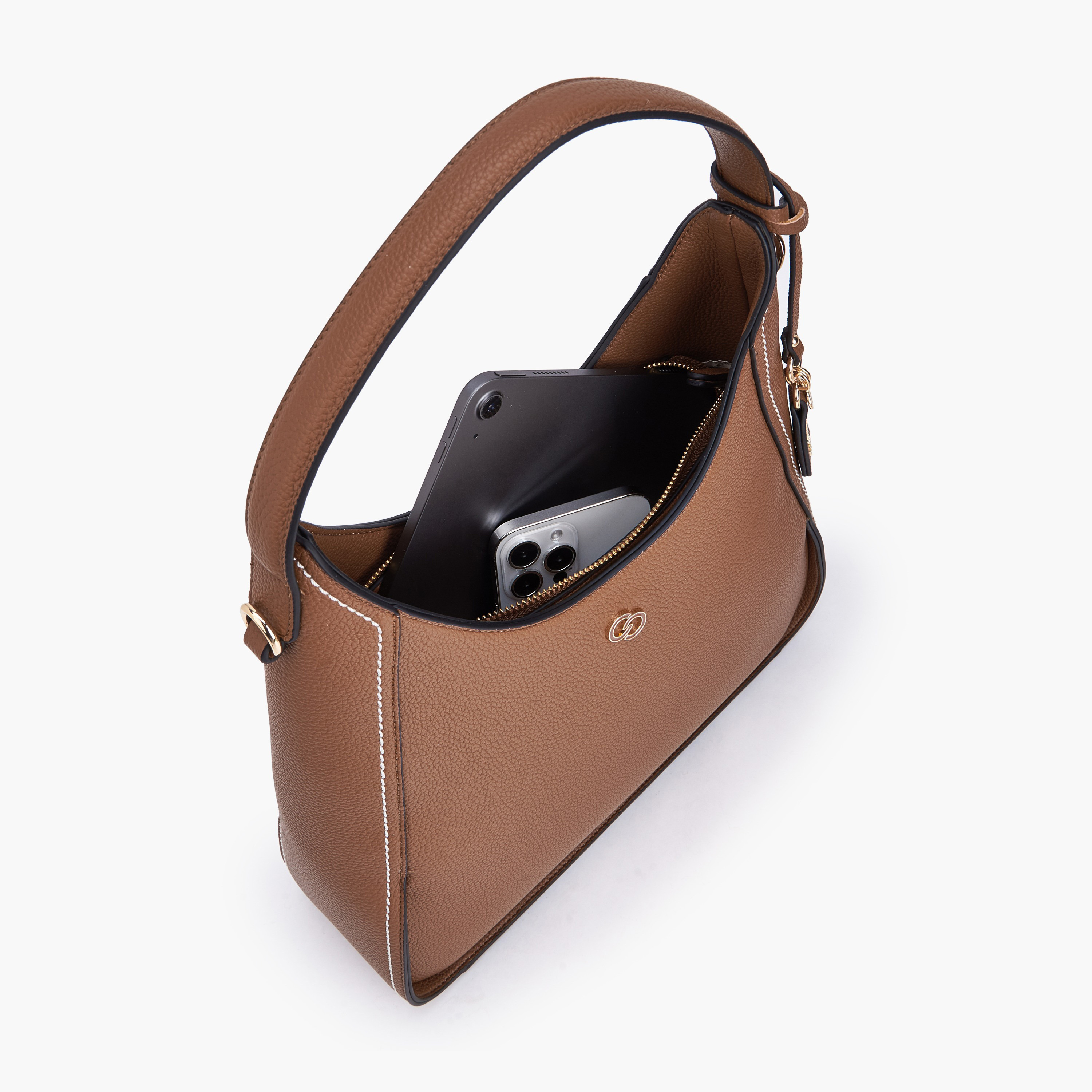 Celeste Textured Shoulder Bag with Zip Closure-women-bagsandwallets-handbags-image-8