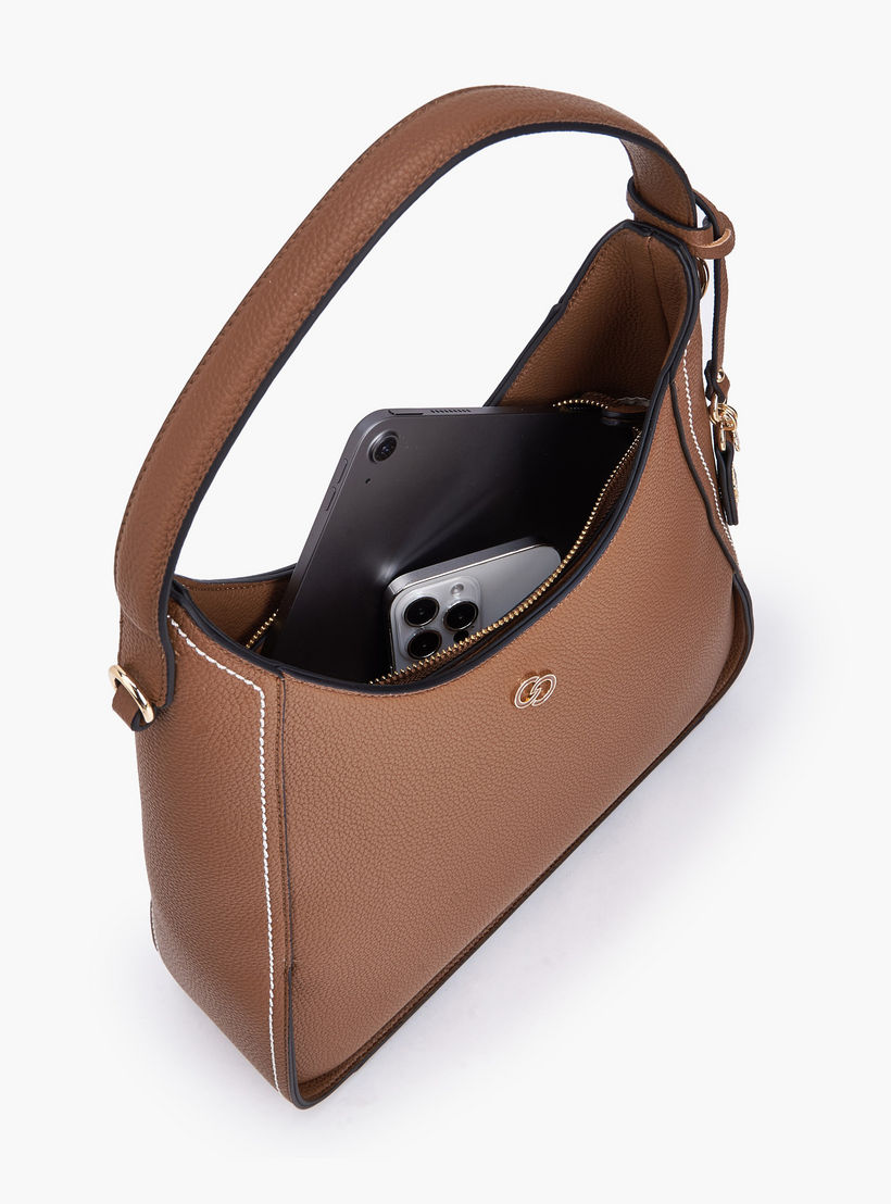 Celeste Textured Shoulder Bag with Zip Closure-women-bagsandwallets-handbags-image-8