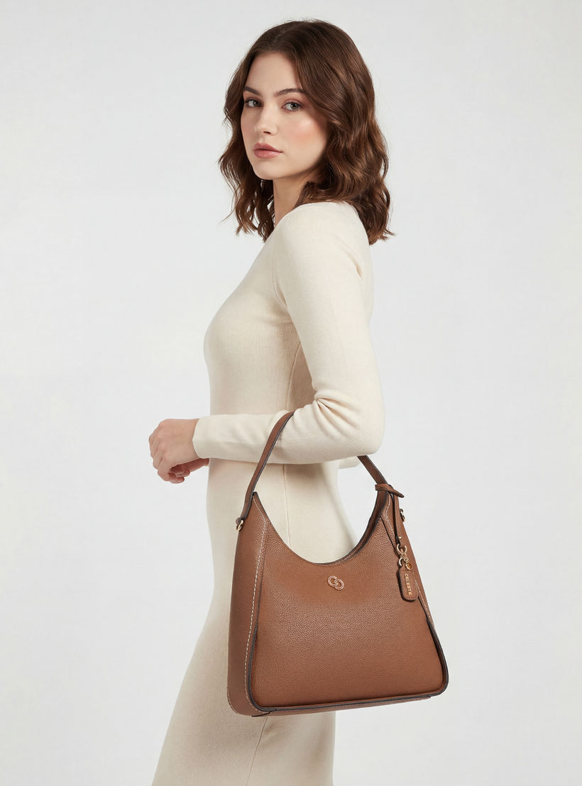 Celeste Textured Shoulder Bag with Zip Closure-women-bagsandwallets-handbags-image-2