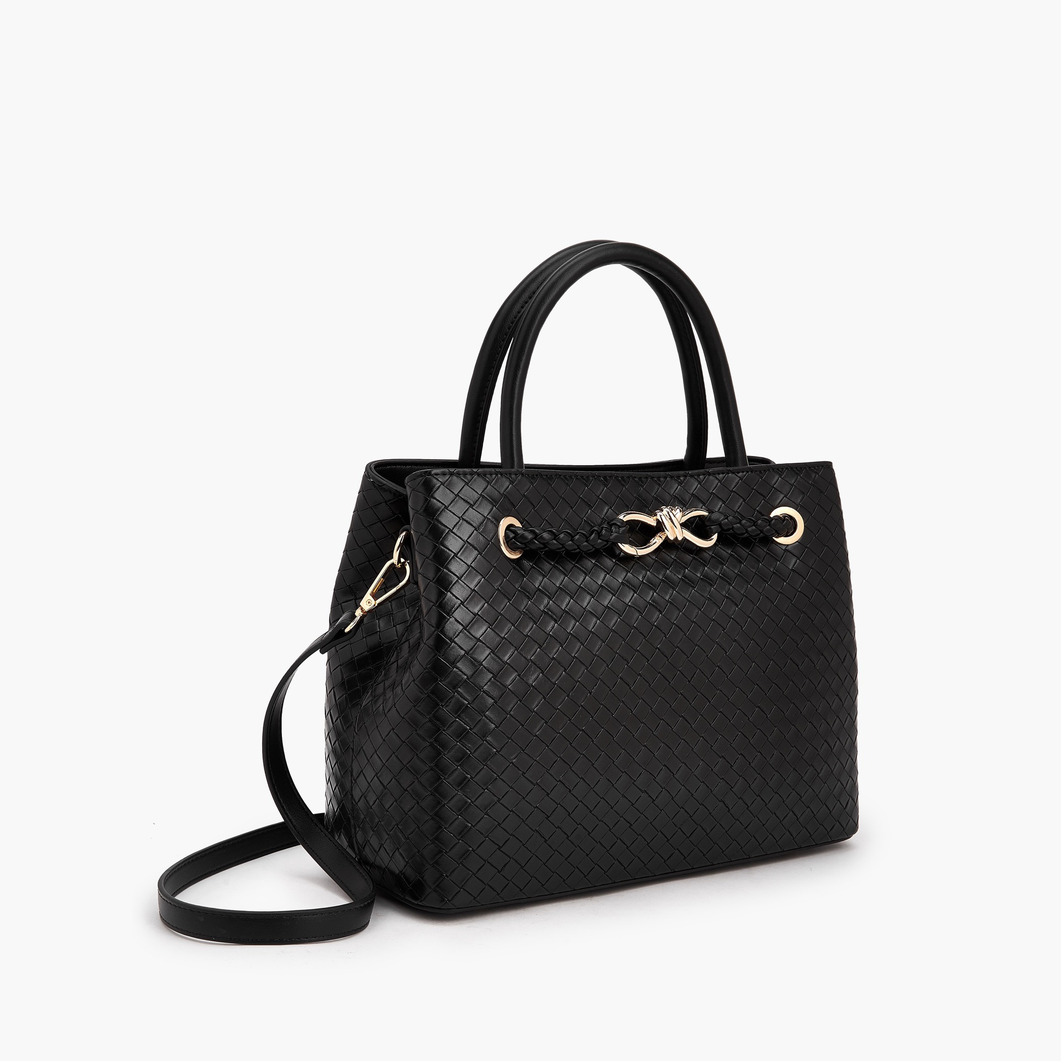 Le Confort Textured Satchel Bag with Detachable Strap-women-bagsandwallets-handbags-image-3