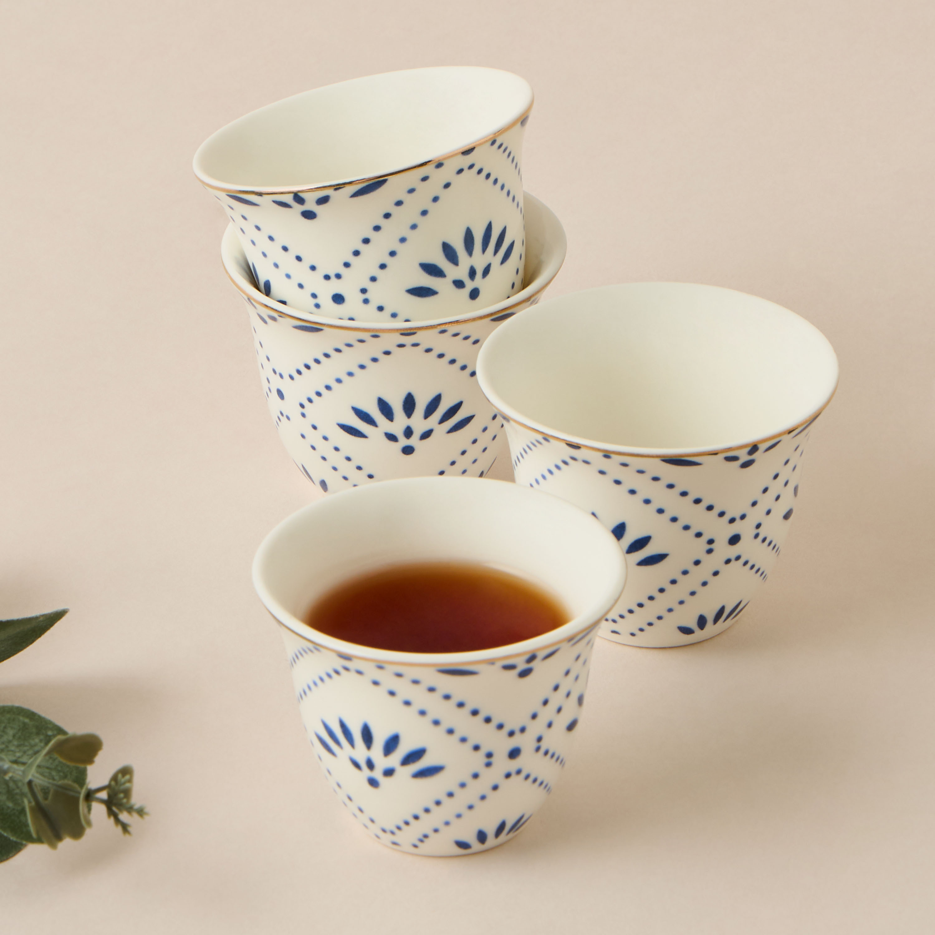 Printed Bone China Kahwa Cup - Set of 4-household-dining-teaandcoffee-mugsandcups-image-2