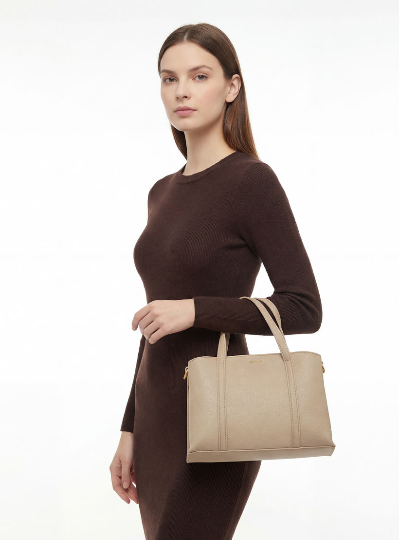 Celeste Textured Tote Bag with Double Handles-women-bagsandwallets-handbags-image-2