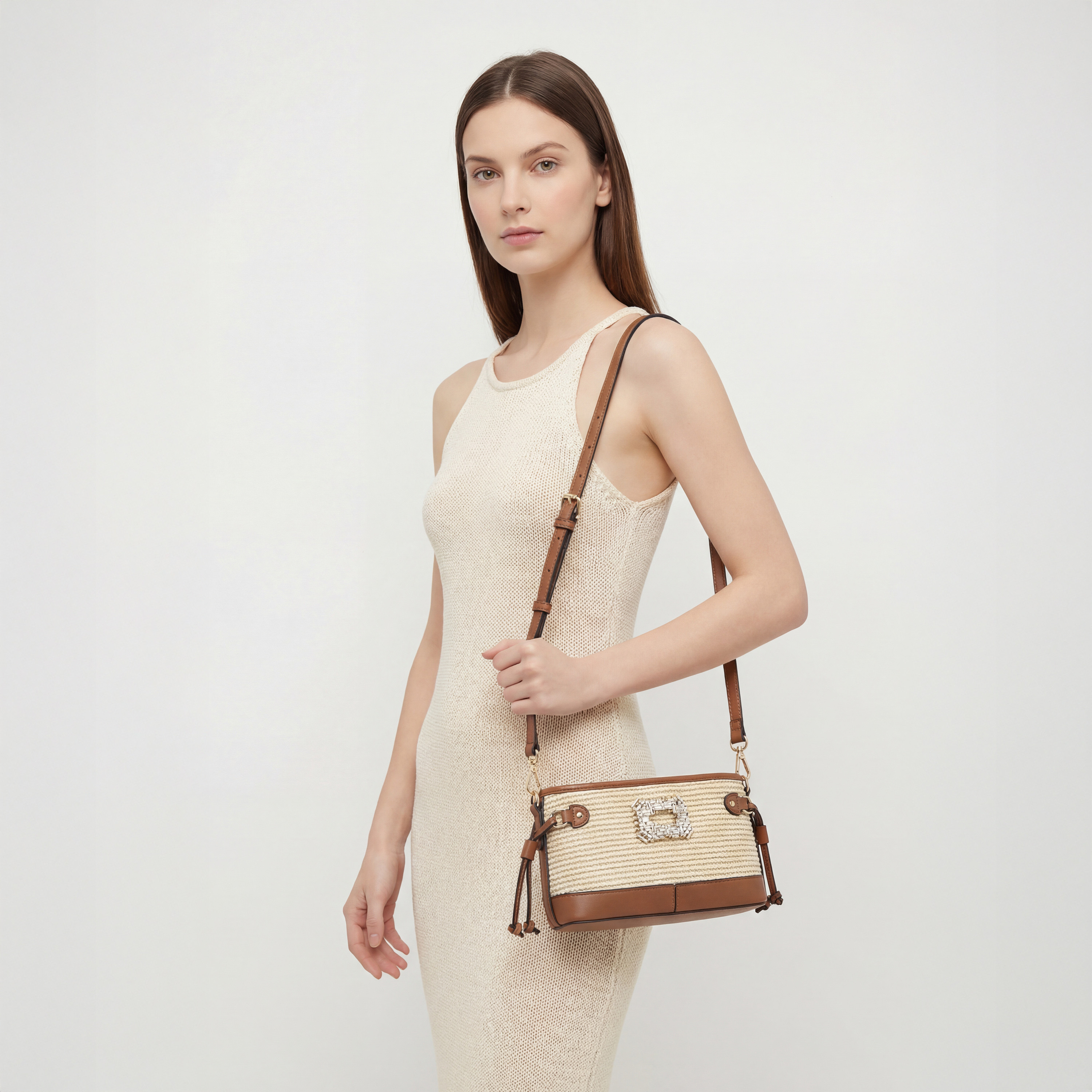 Celeste Textured Crossbody Bag with Zip Closure-women-bagsandwallets-handbags-image-2