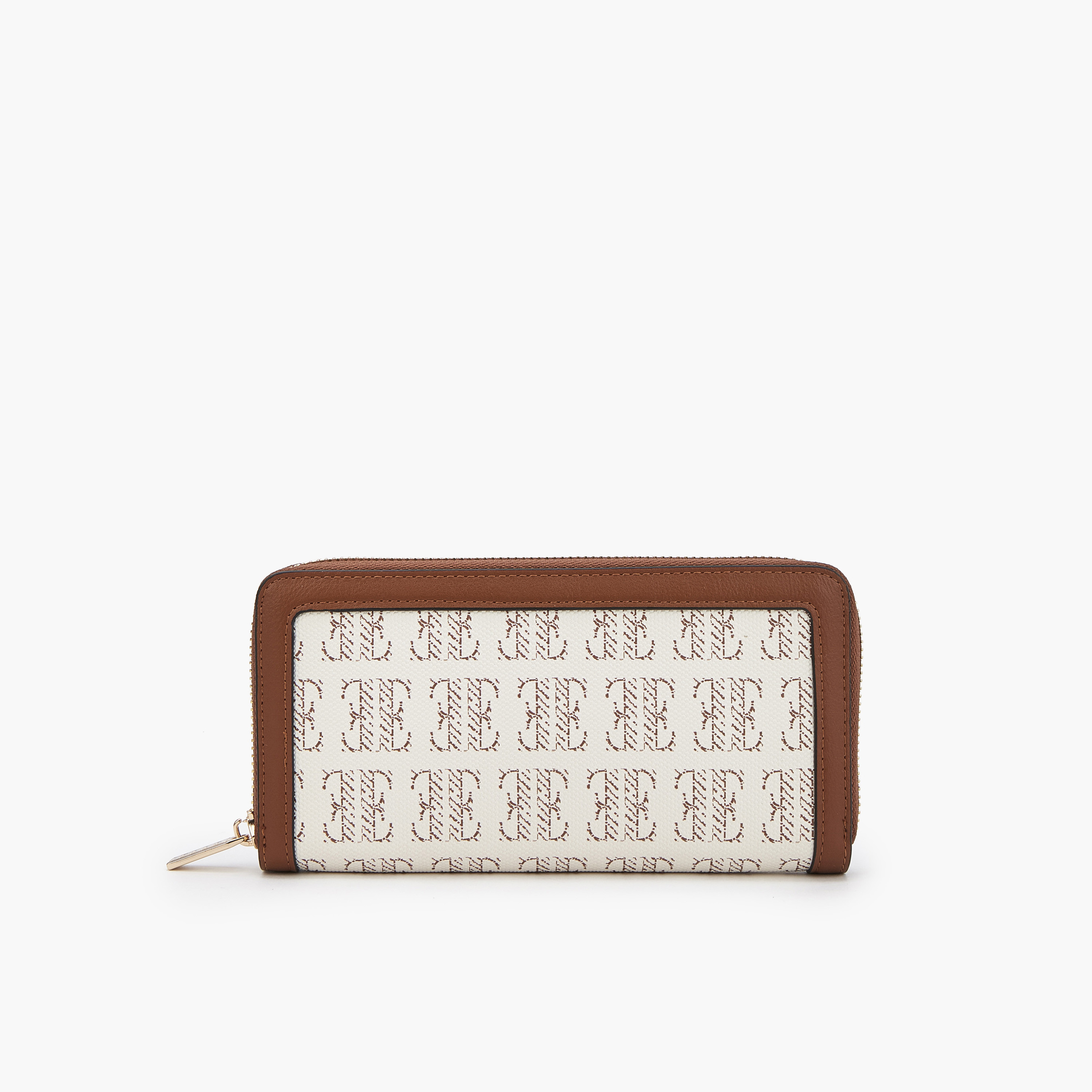 Elle Monogram Print Wallet with Zip Closure-women-bagsandwallets-wallets-image-1