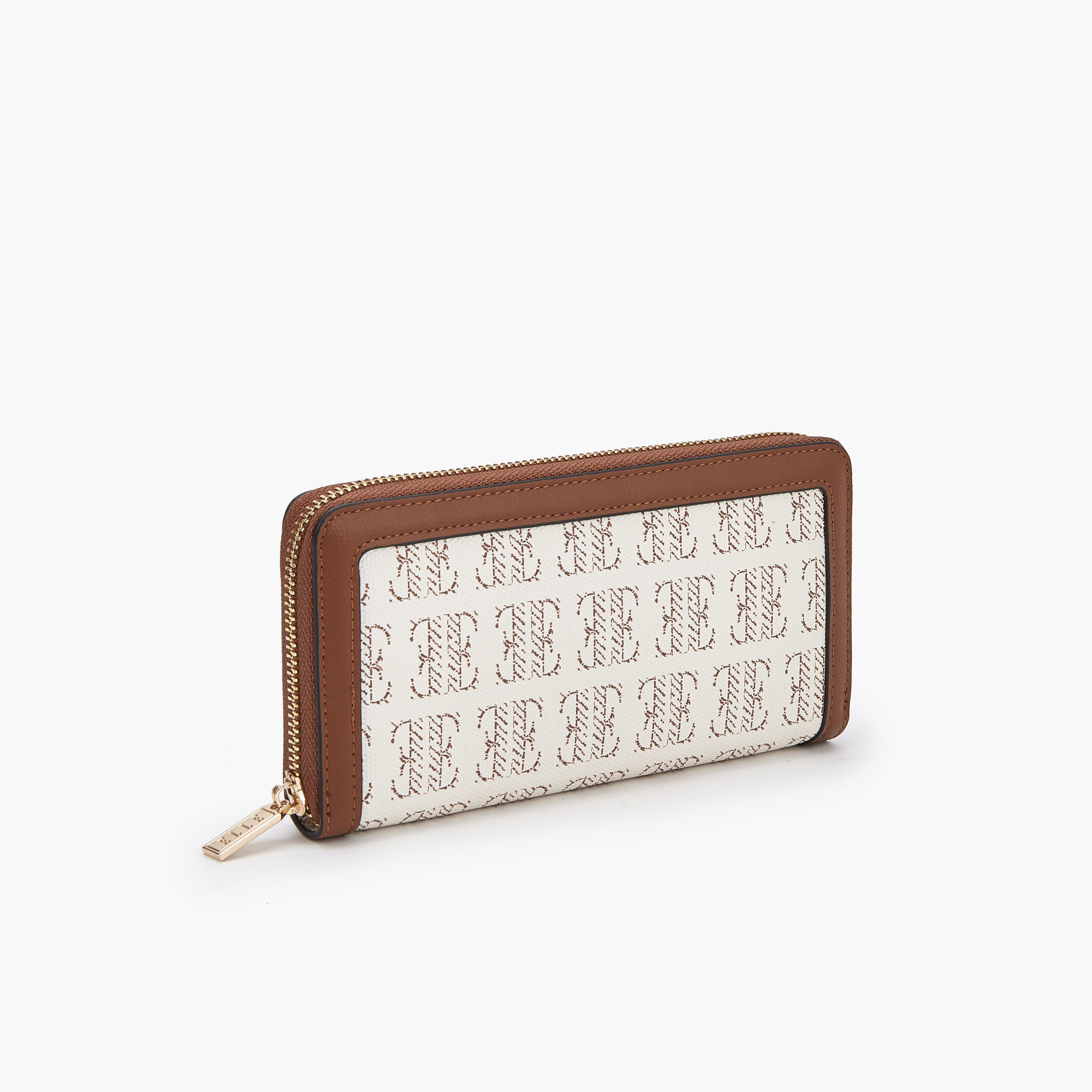 Elle Monogram Print Wallet with Zip Closure-women-bagsandwallets-wallets-image-2