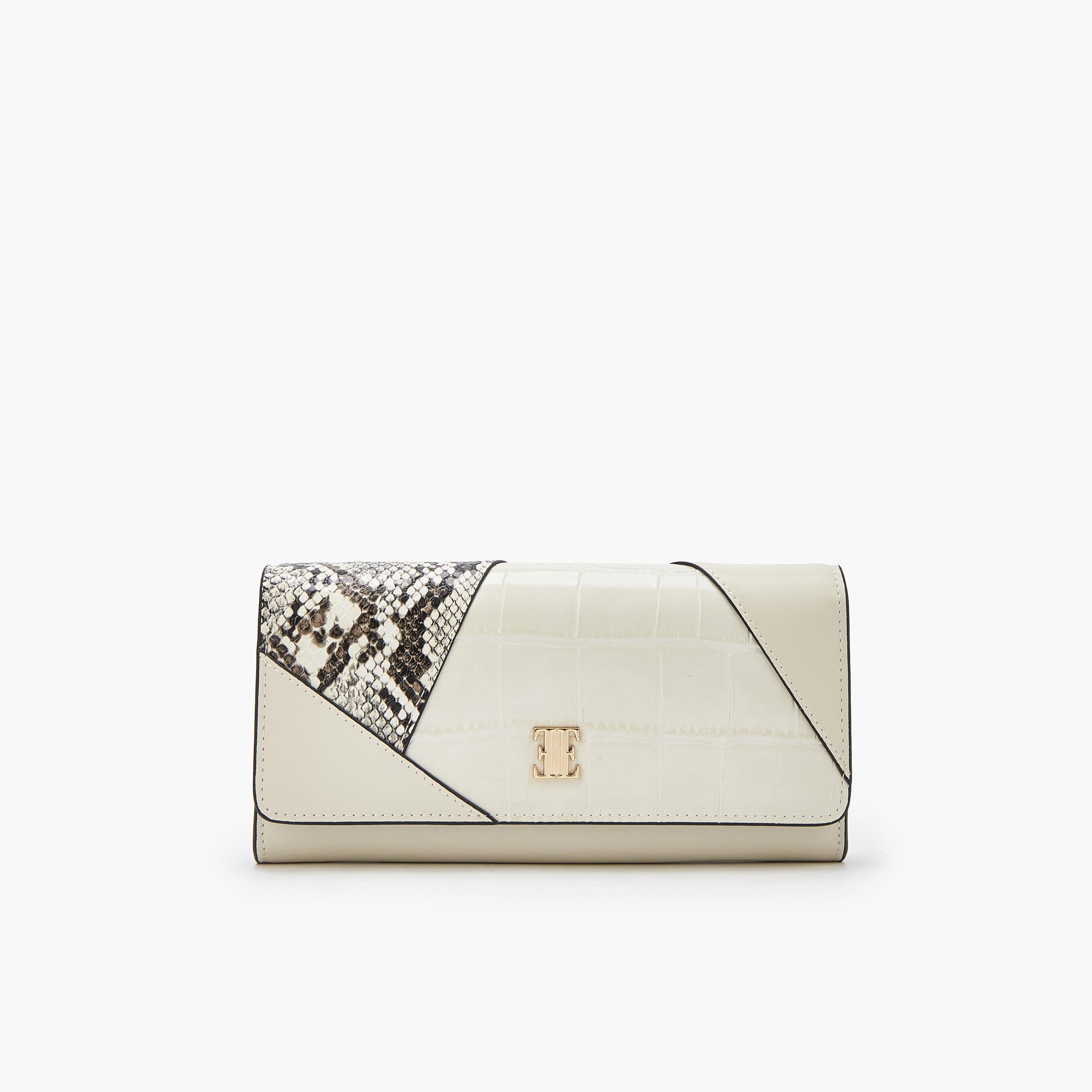 Elle Panelled Wallet with Snap Button Closure-women-bagsandwallets-wallets-image-1