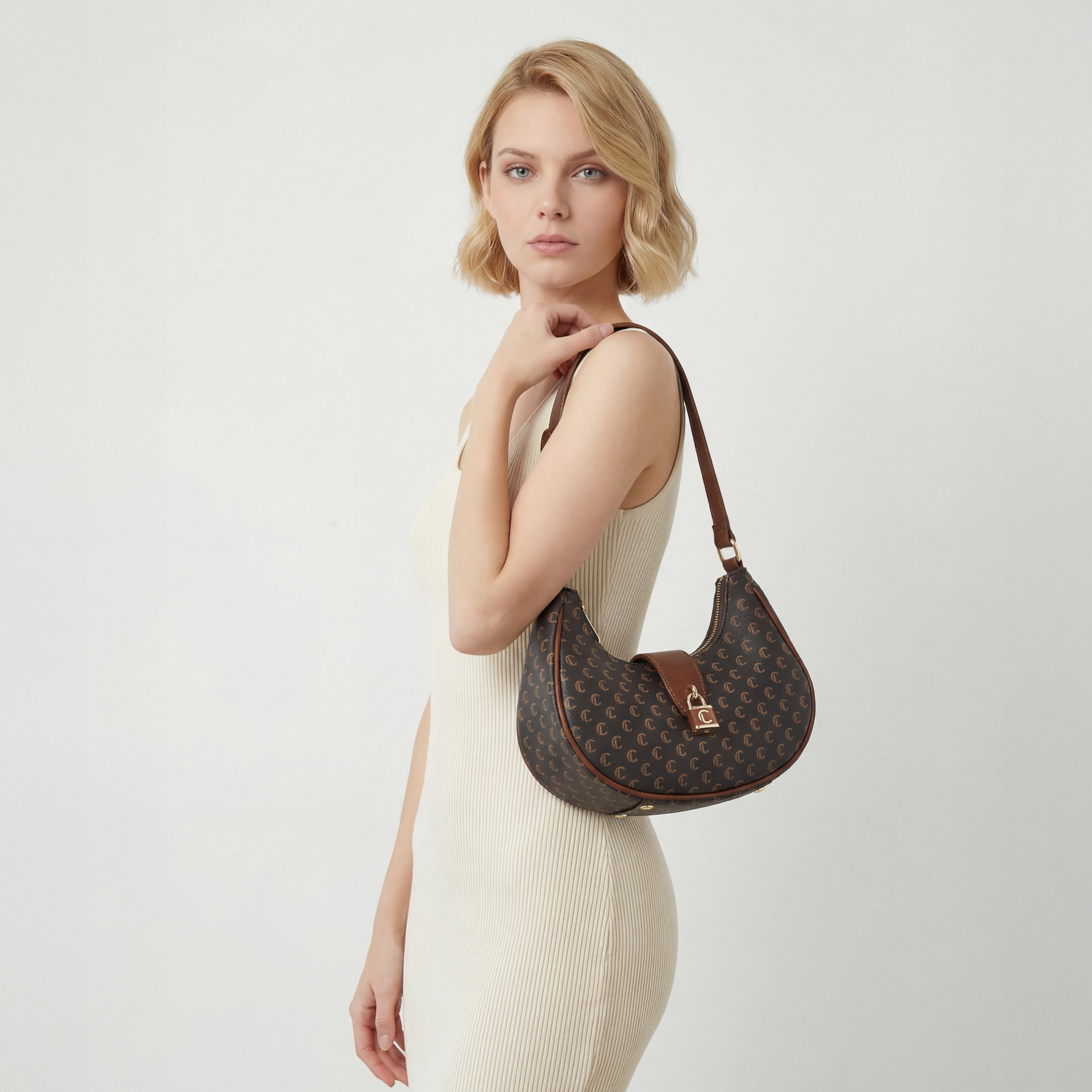 Le Confort Monogram Print Shoulder Bag with Adjustable Strap-women-bagsandwallets-handbags-image-2