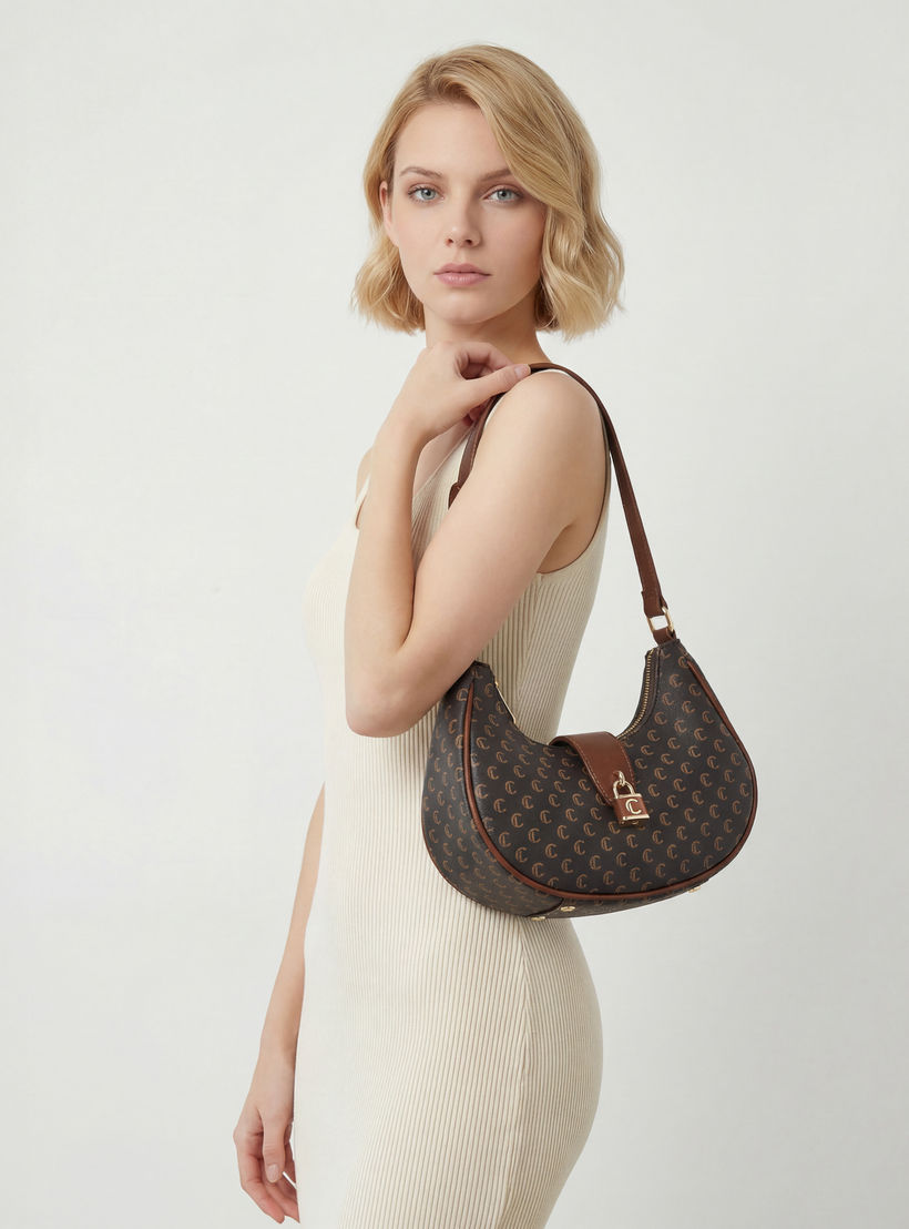 Le Confort Monogram Print Shoulder Bag with Adjustable Strap-women-bagsandwallets-handbags-image-2