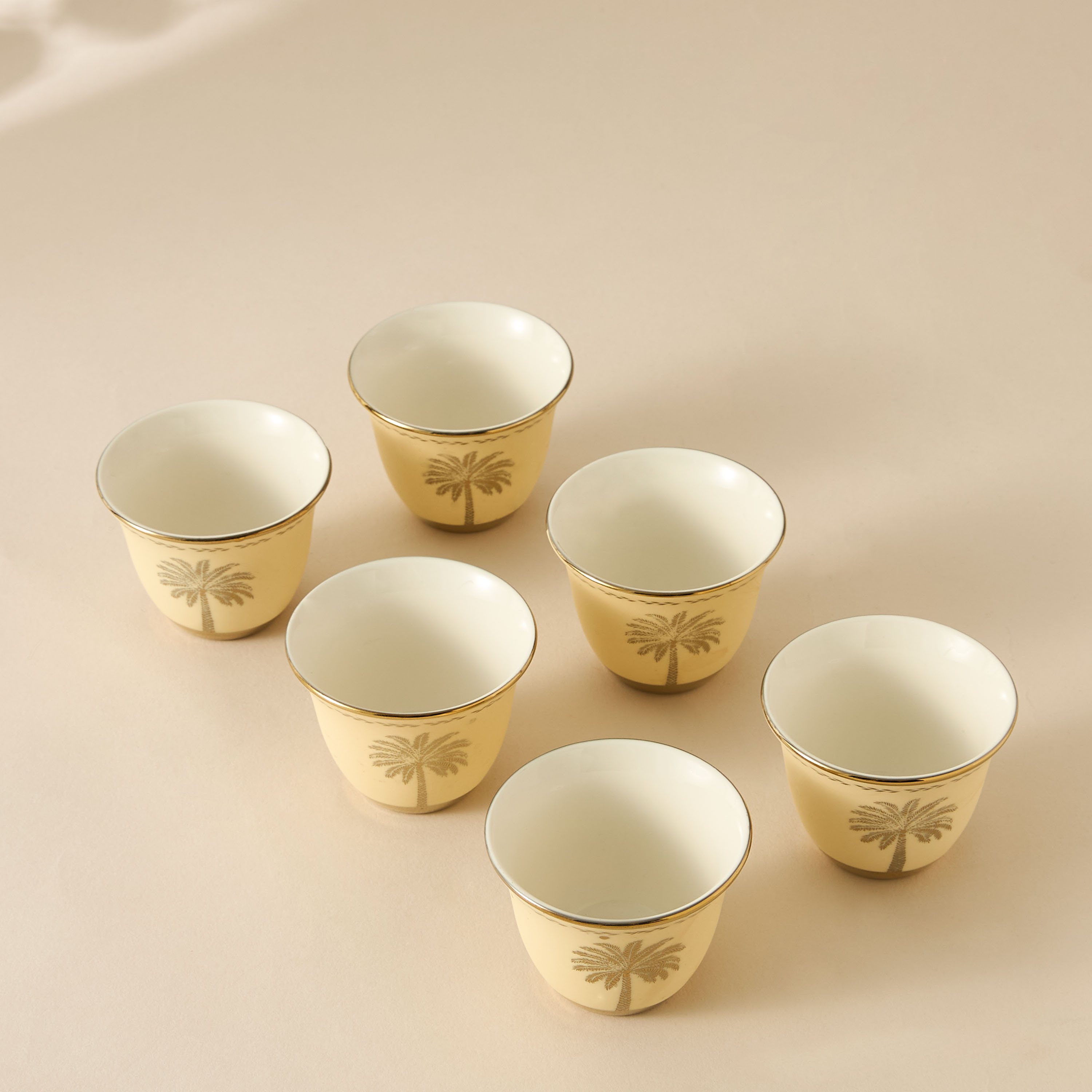 Palm Tree Print 6-Piece Bone China Kahwa Cup Set - 80 ml-household-dining-teaandcoffee-teaandcoffeesets-image-2